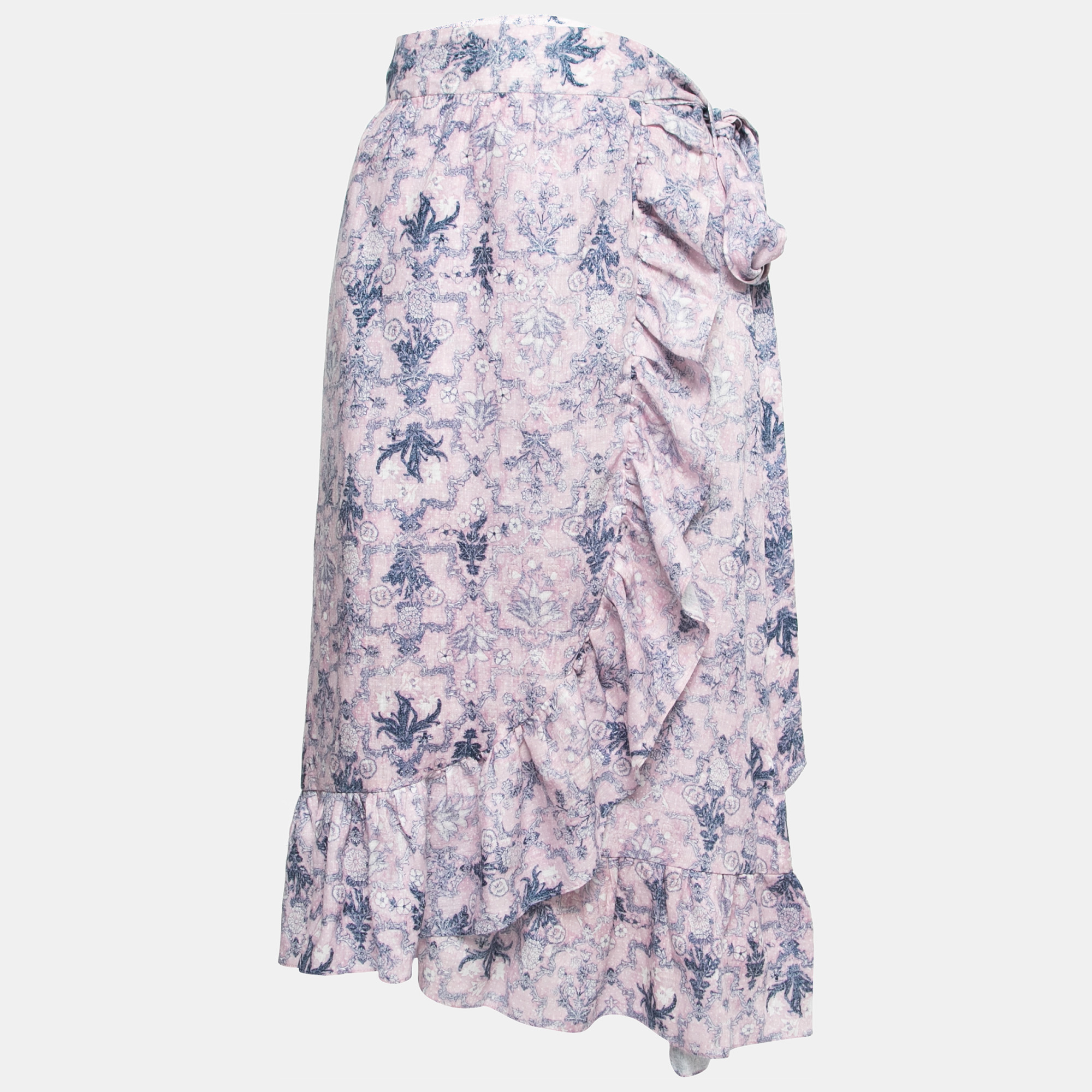 

Isabel Marant Etoile Pink Printed Linen Tempster Wrap Skirt L