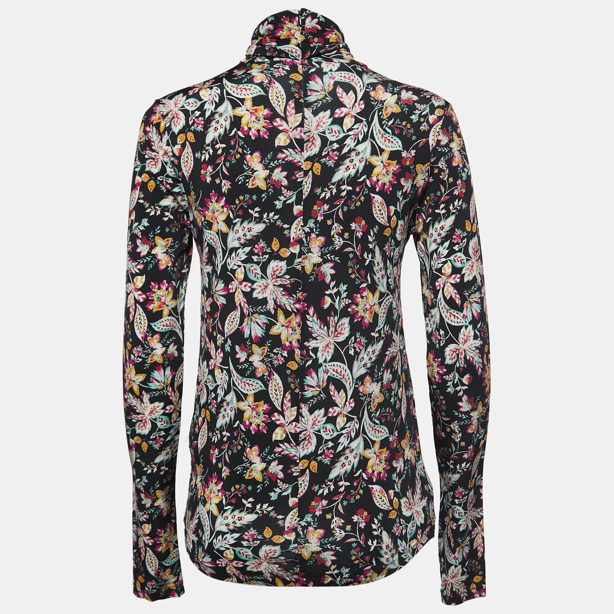

Isabel Marant Etoile Black Floral Printed Jersey High Neck Top