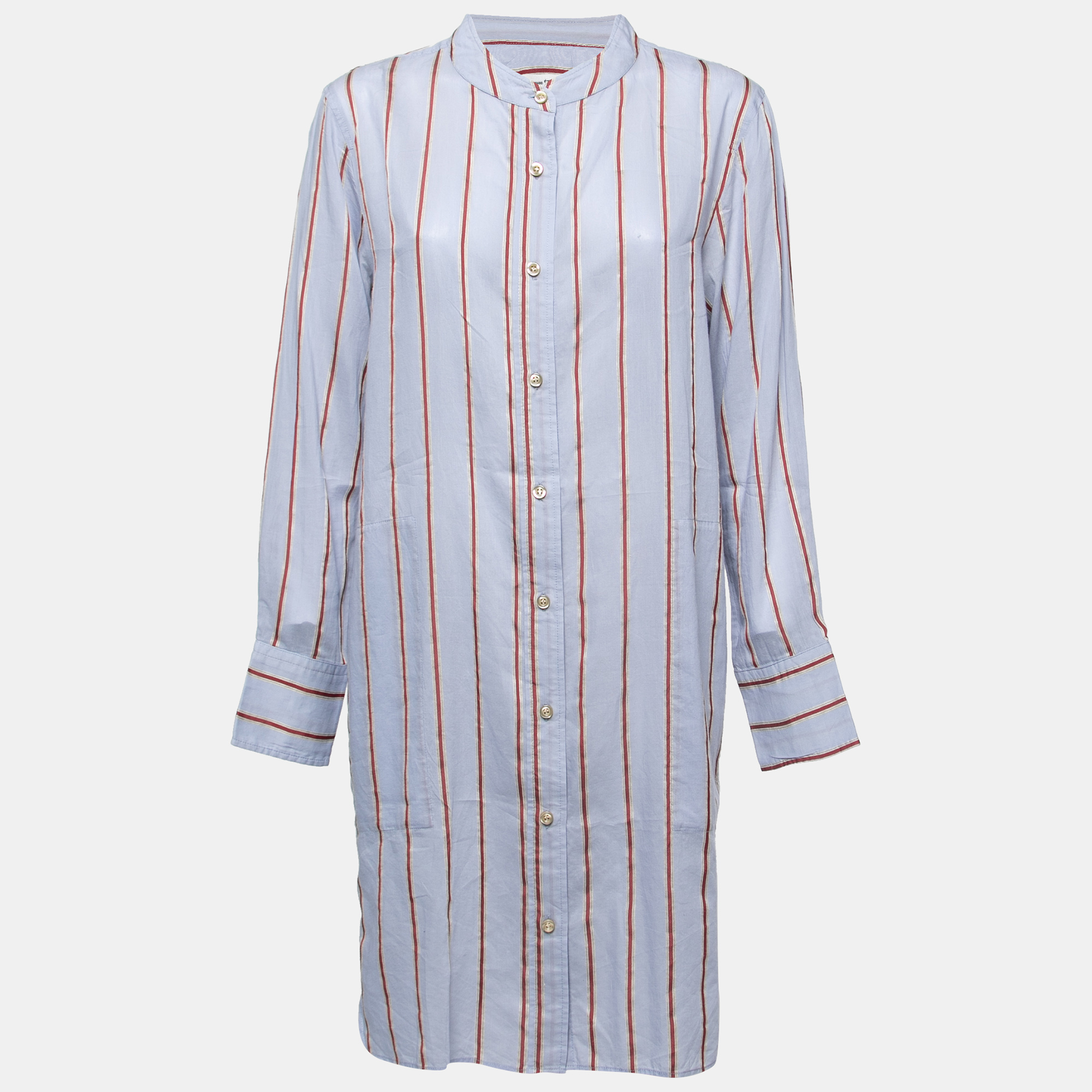 Pre-owned Isabel Marant Étoile Blue Striped Cotton Blend Yucca Shirt Dress M