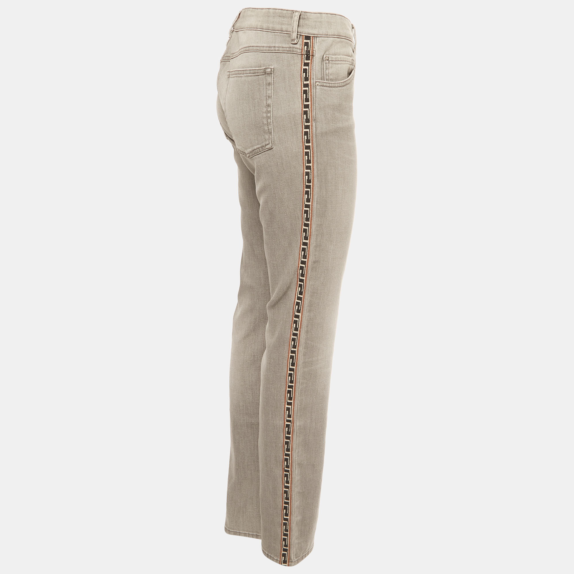 

Isabel Marant Etoile Grey Denim Tribal Stripe Detail Jeans  Waist 32