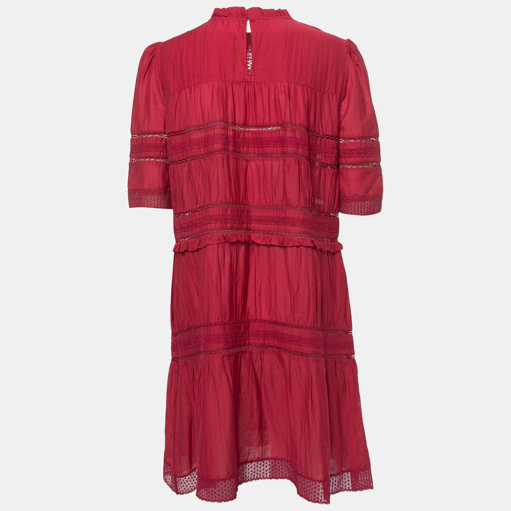 

Isabel Marant Etoile Red Cotton Lace Trimmed Mini Dress