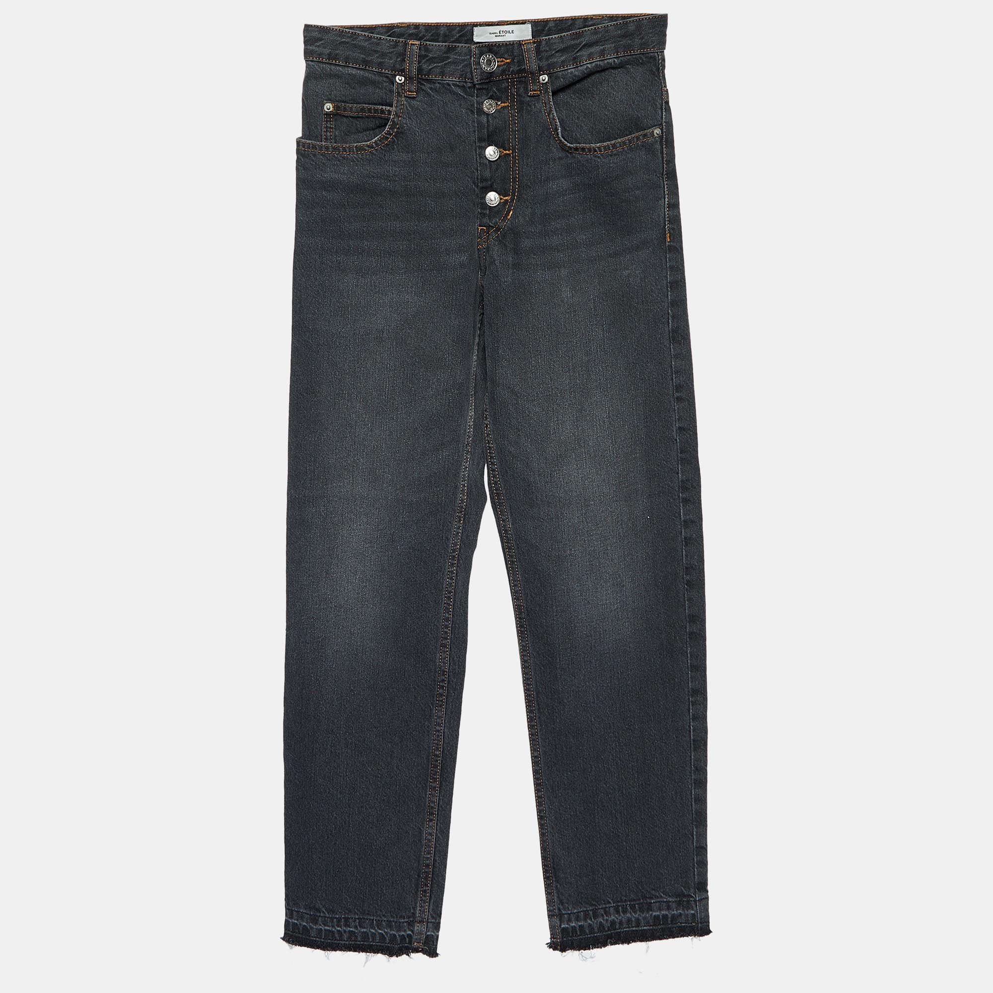 Pre-owned Isabel Marant Étoile Charcoal Grey Denim Distressed Garance Jeans S