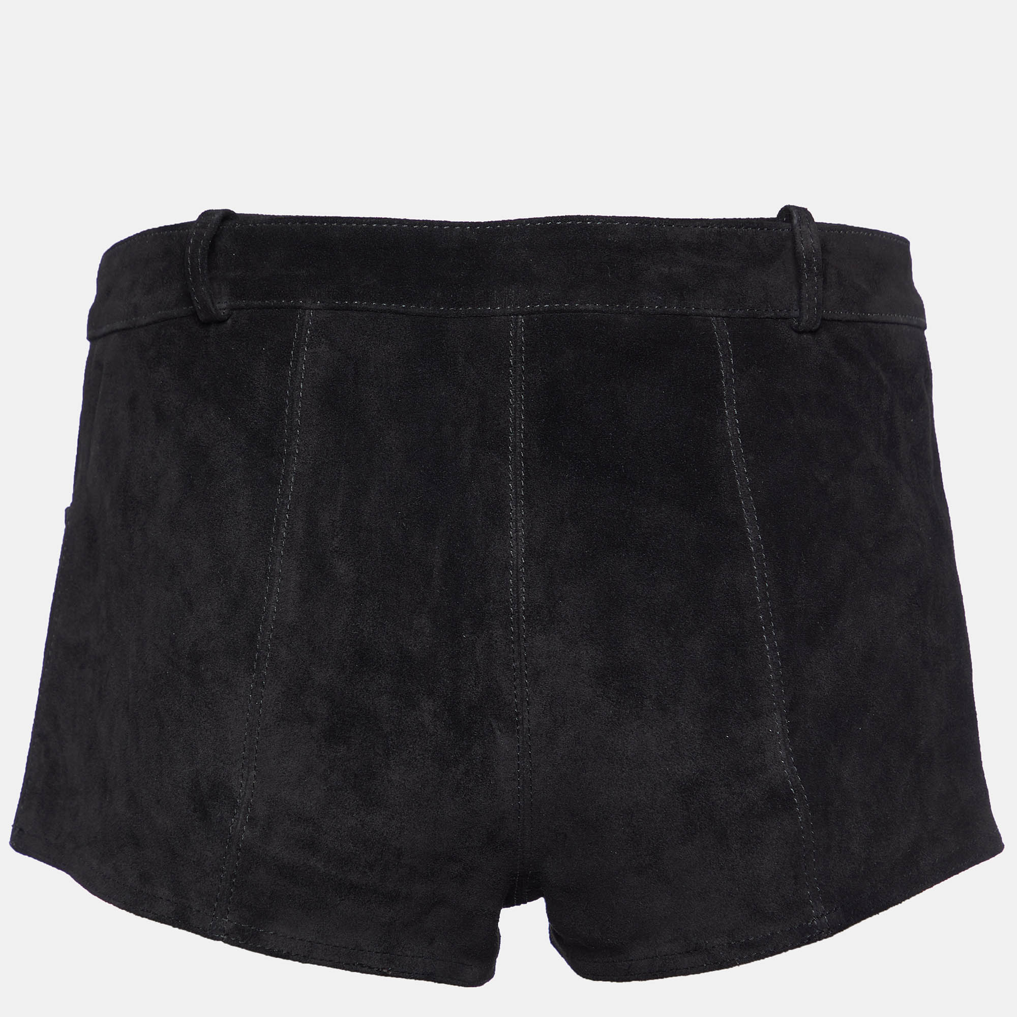 

Isabel Marant Etoile Black Leather Suede Tie Detail Shorts