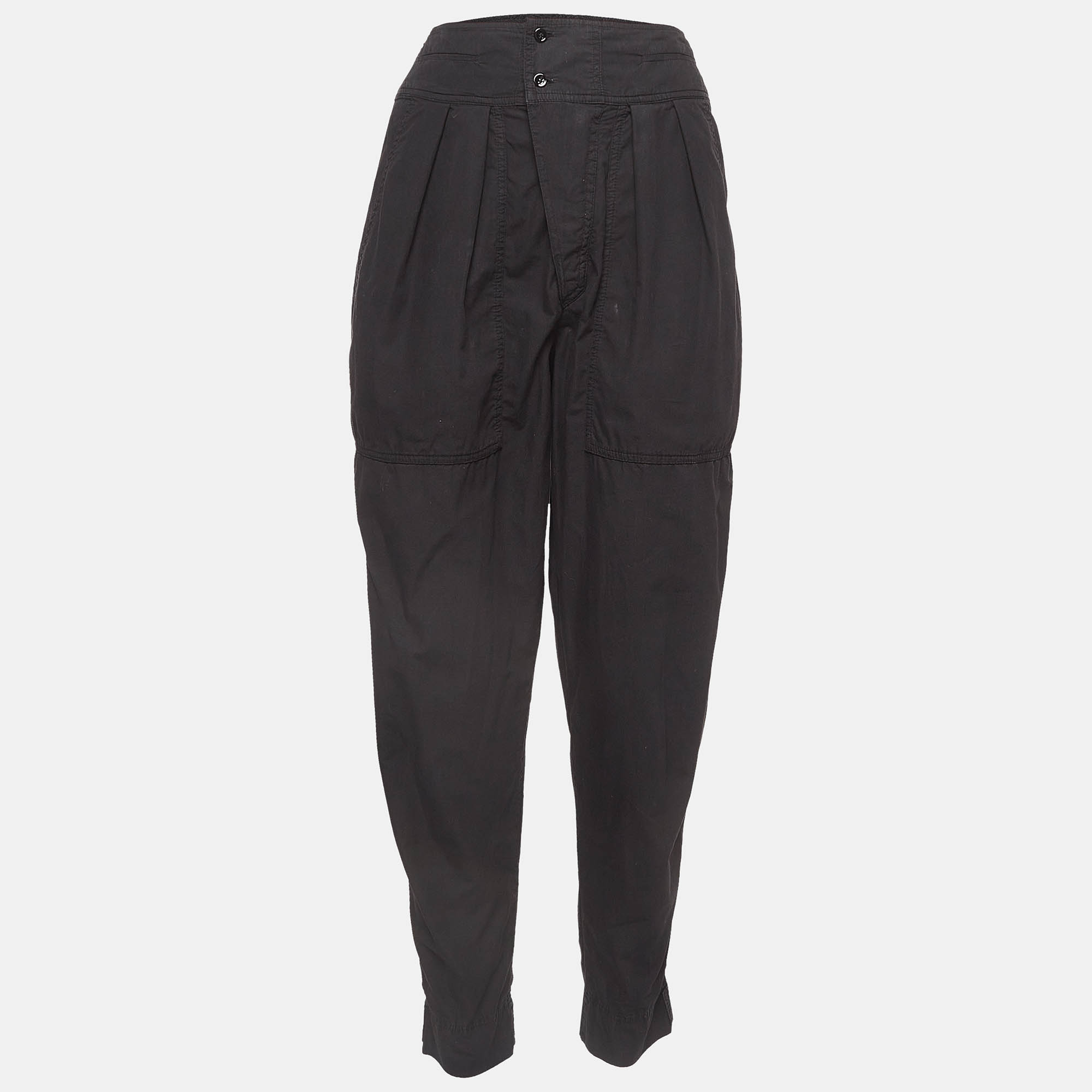 

Isabel Marant Etoile Black Cotton Tapered High Rise Trousers