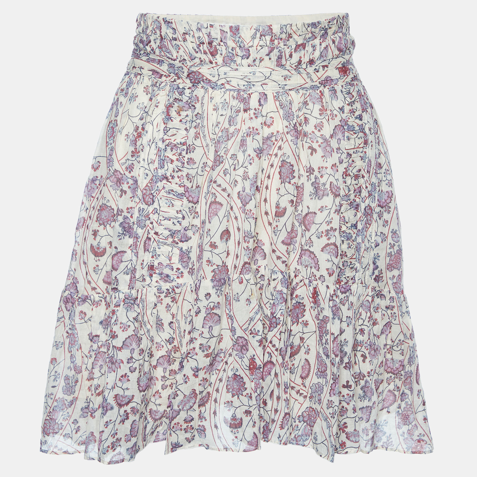 

Isabel Marant Etoile Beige Floral Printed Cotton Flared Mini Skirt M