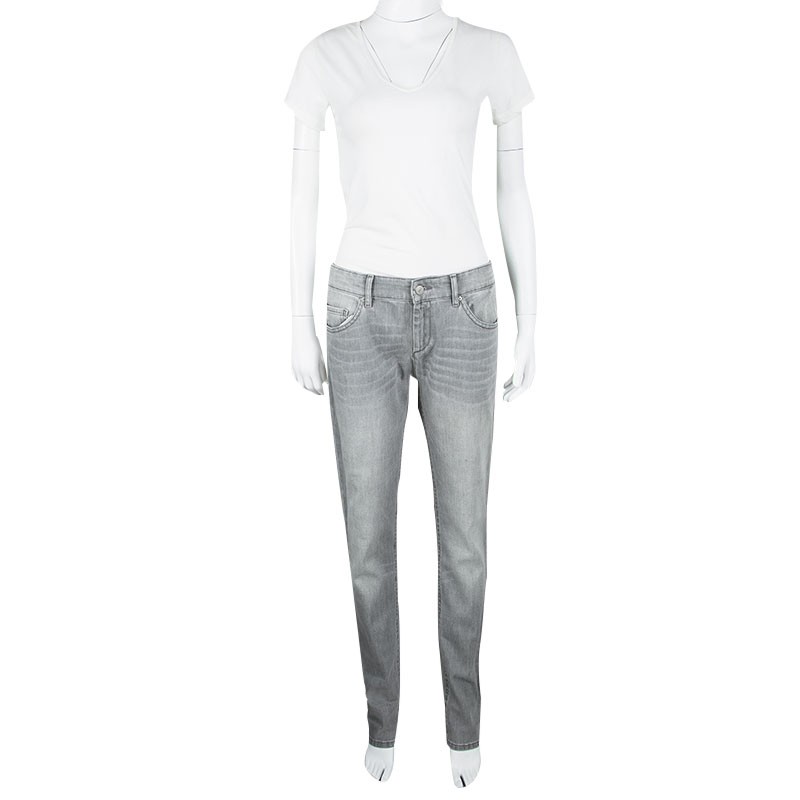

Isabel Marant Etoile Grey Embroidered Side Stripe Detail Denim Jeans