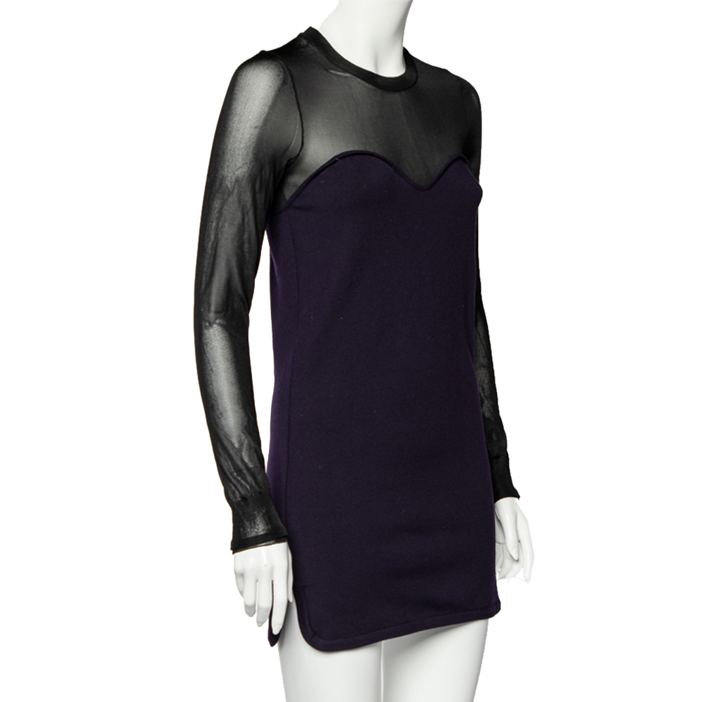 

Isabel Marant Purple Wool Blend Sheer Yoke Aglaee Mini Dress