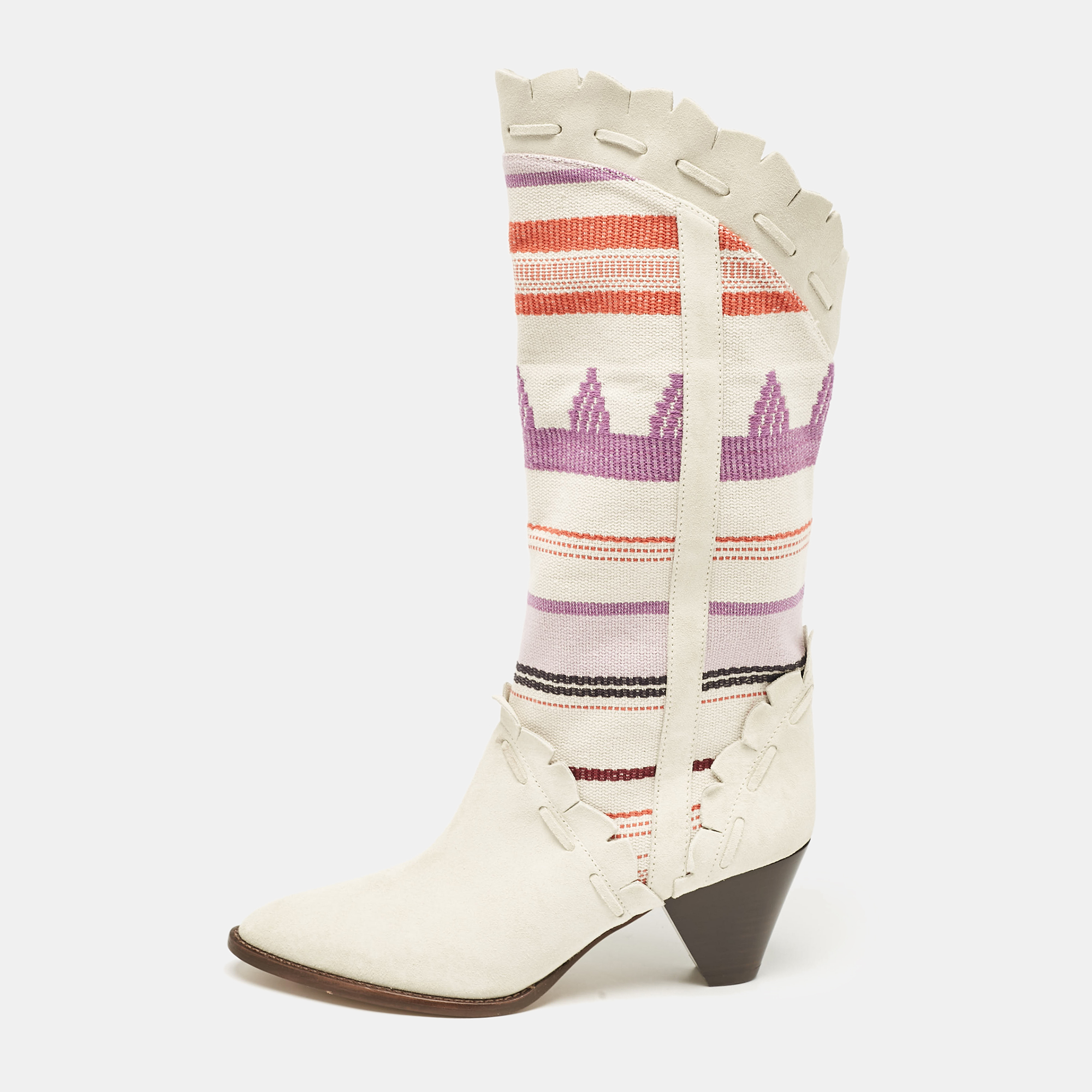 

Isabel Marant Multicolor Canvas and Suede Cowboy Knee Length Boots Size