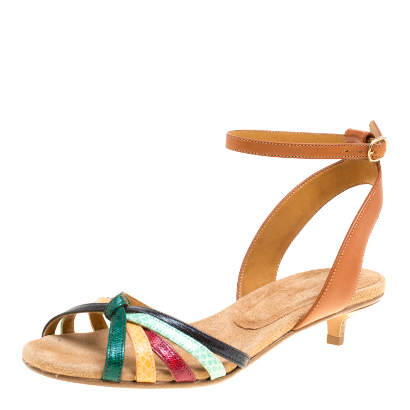 Isabel Marant Multicolor Leather Pulse Ankle Wrap Sandals Size 38
