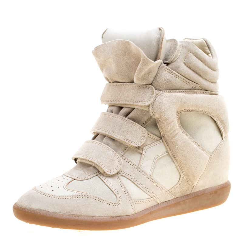 Isabel Marant Grey Suede Bekett Wedge Sneakers Size 41