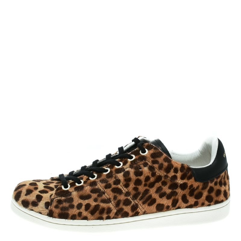 

Isabel Marant Brown Leopard Print Calf Hair Bart Low Top Sneakers Size