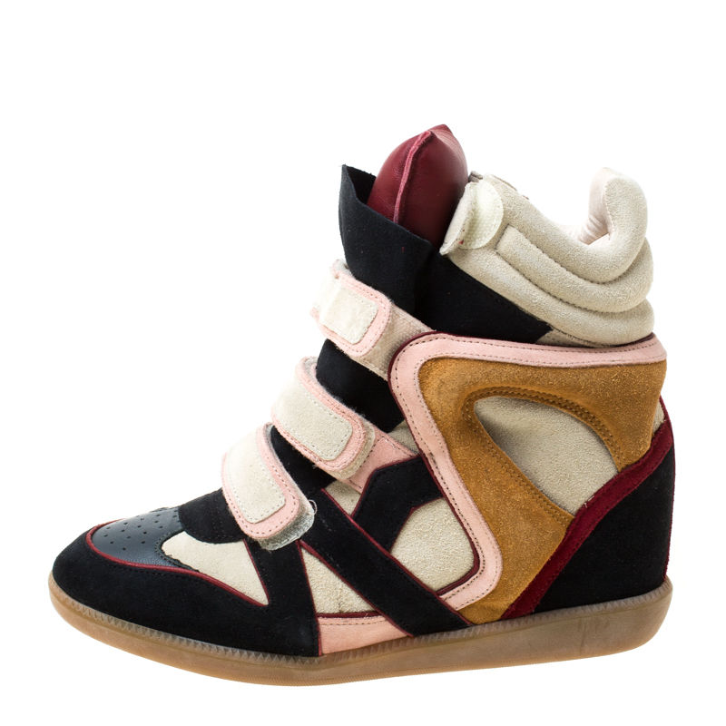 

Isabel Marant Multicolor Suede And Leather Bekett Wedge Sneakers Size