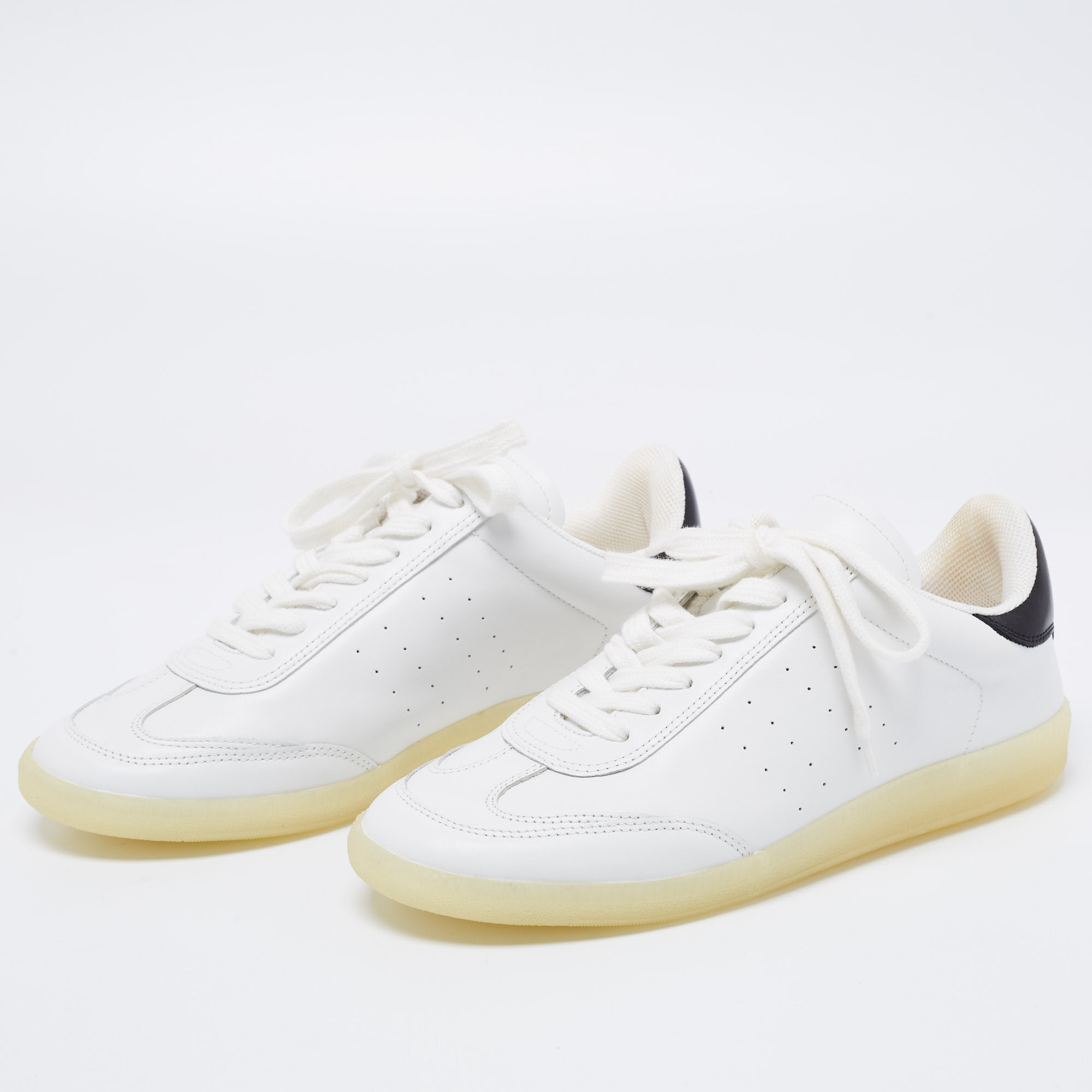 

Isabel Marant White/Black Leather Lace Up Front Low Top Sneakers Size