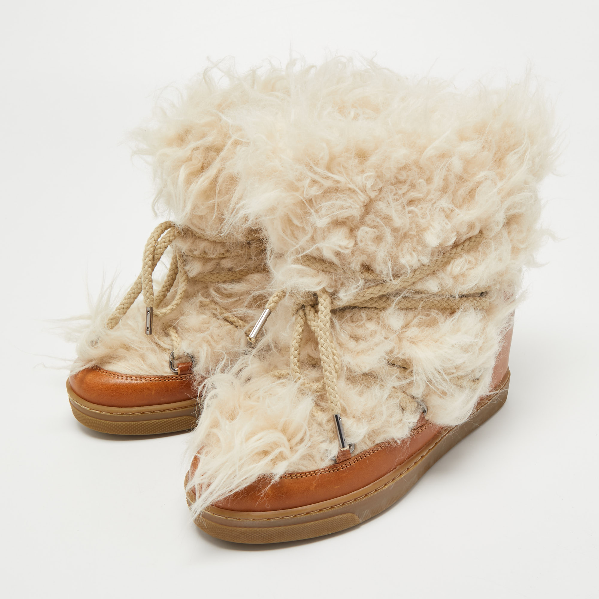 

Isabel Marant Brown Leather and Fur Nowels Sneakers Size