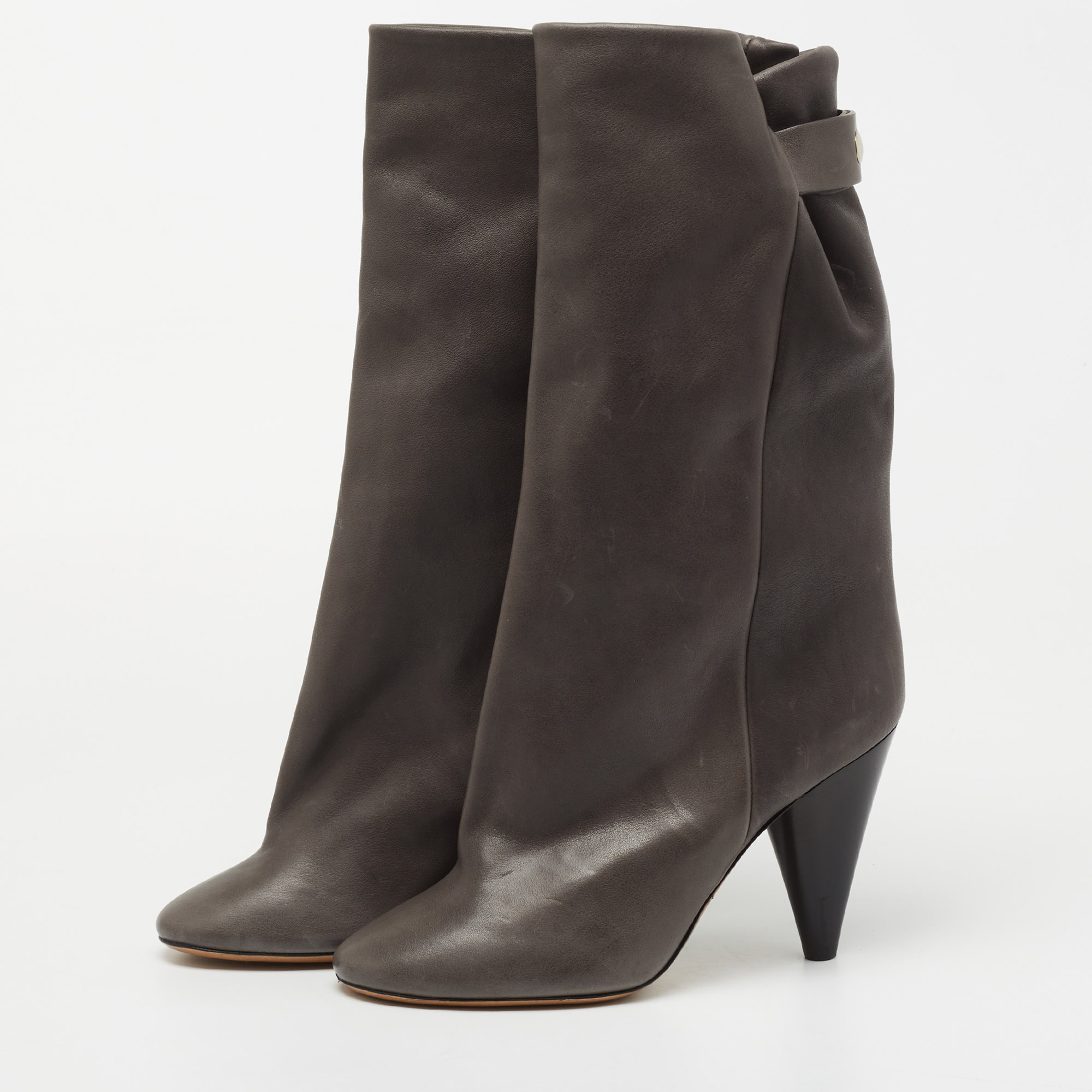 

Isabel Marant Grey Leather Midcalf Boots Size