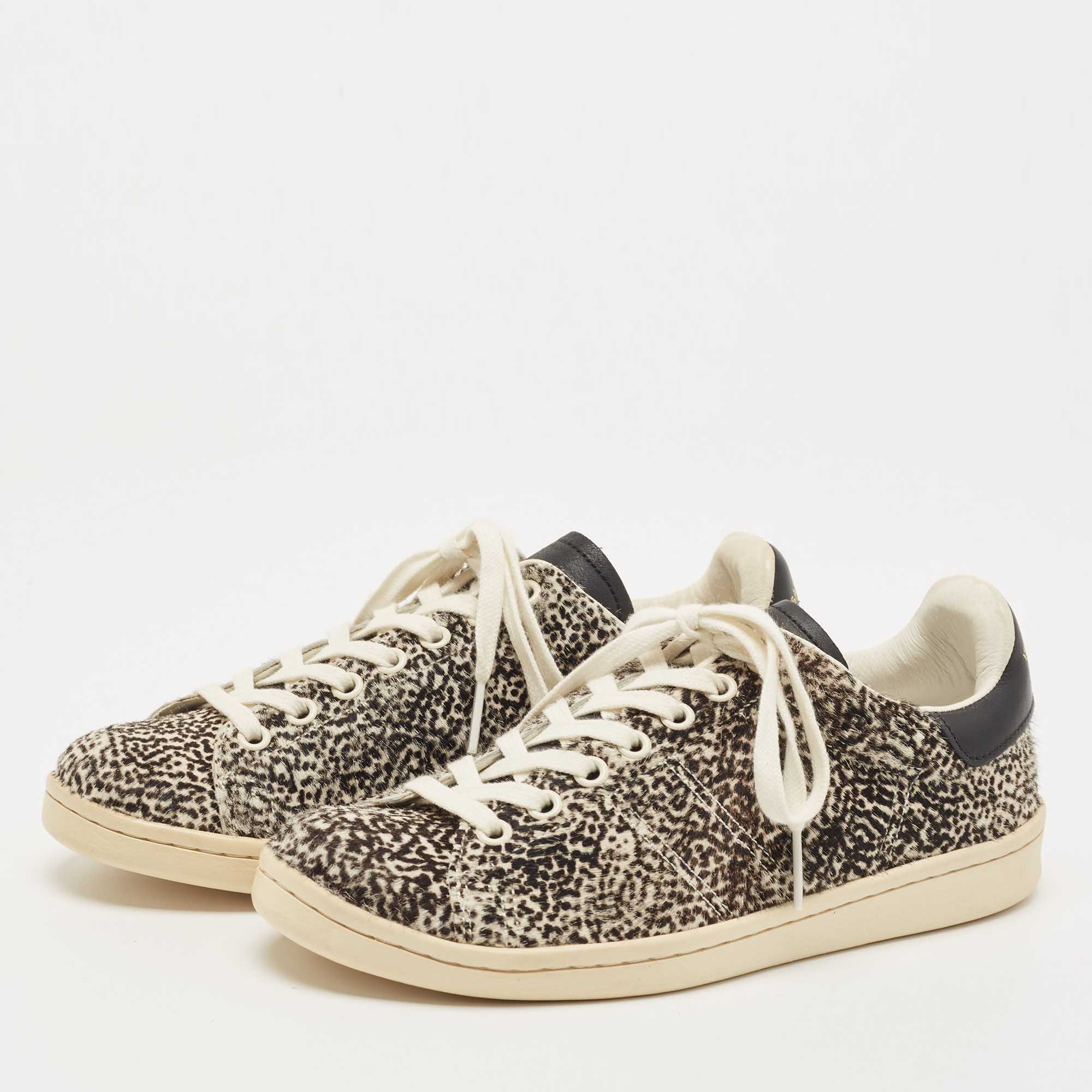 

Isabel Marant Two Tone Animal Print Calf Hair and Leather Bart Sneakers Size, Brown