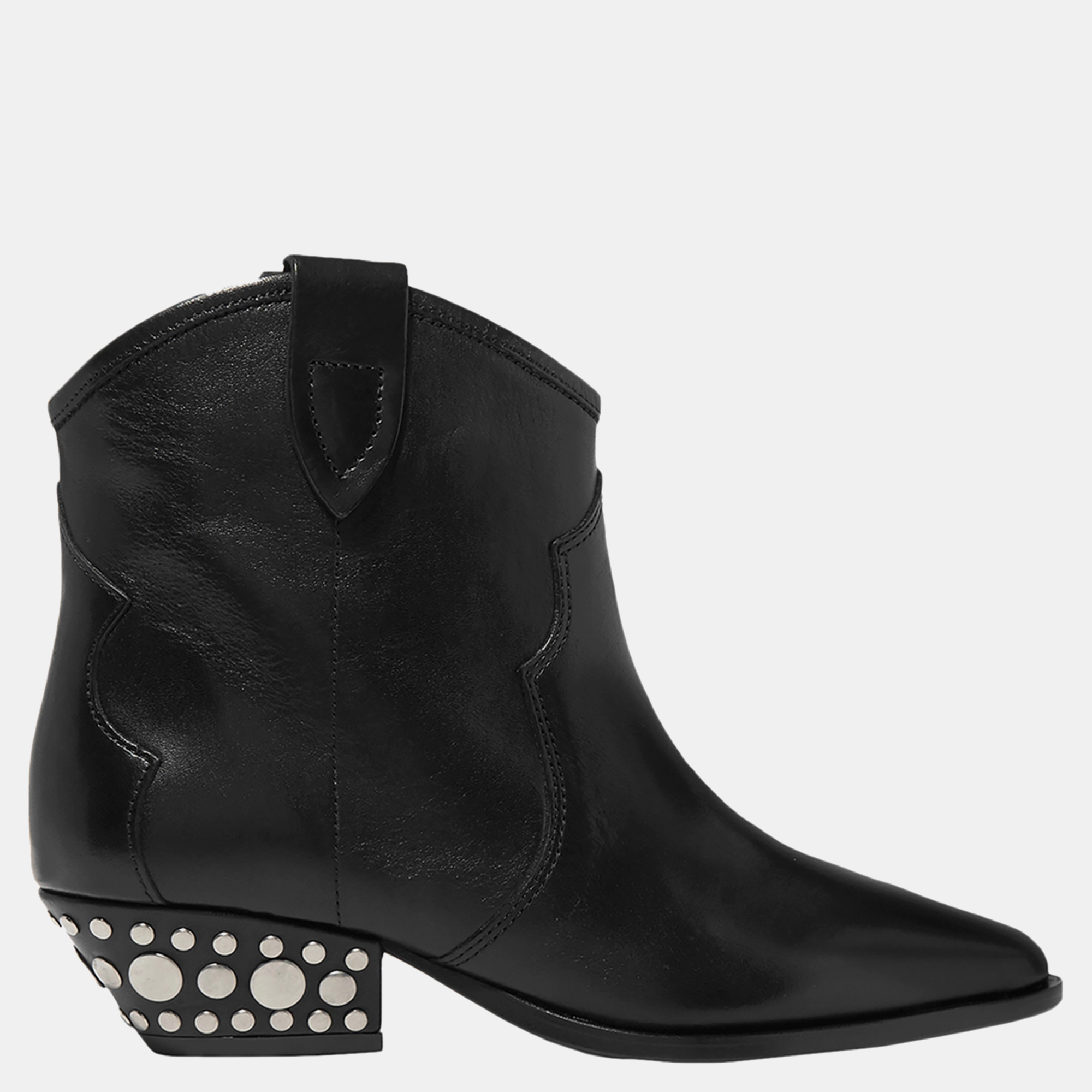 Pre-owned Isabel Marant Leather Embellished Heel Ankle Boots 41 In Black