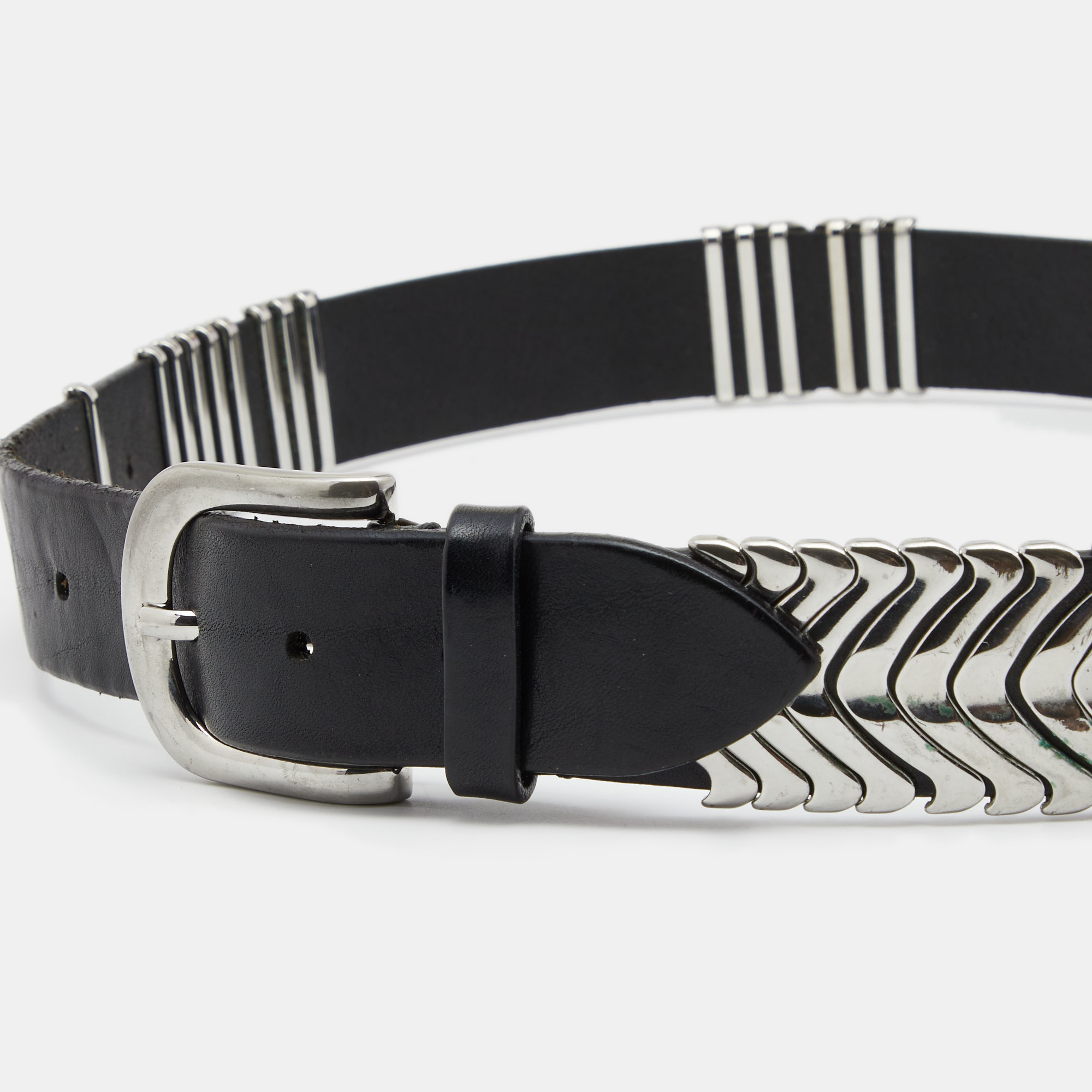 

Isabel Marant Black Leather Tehora Embellished Buckle Belt