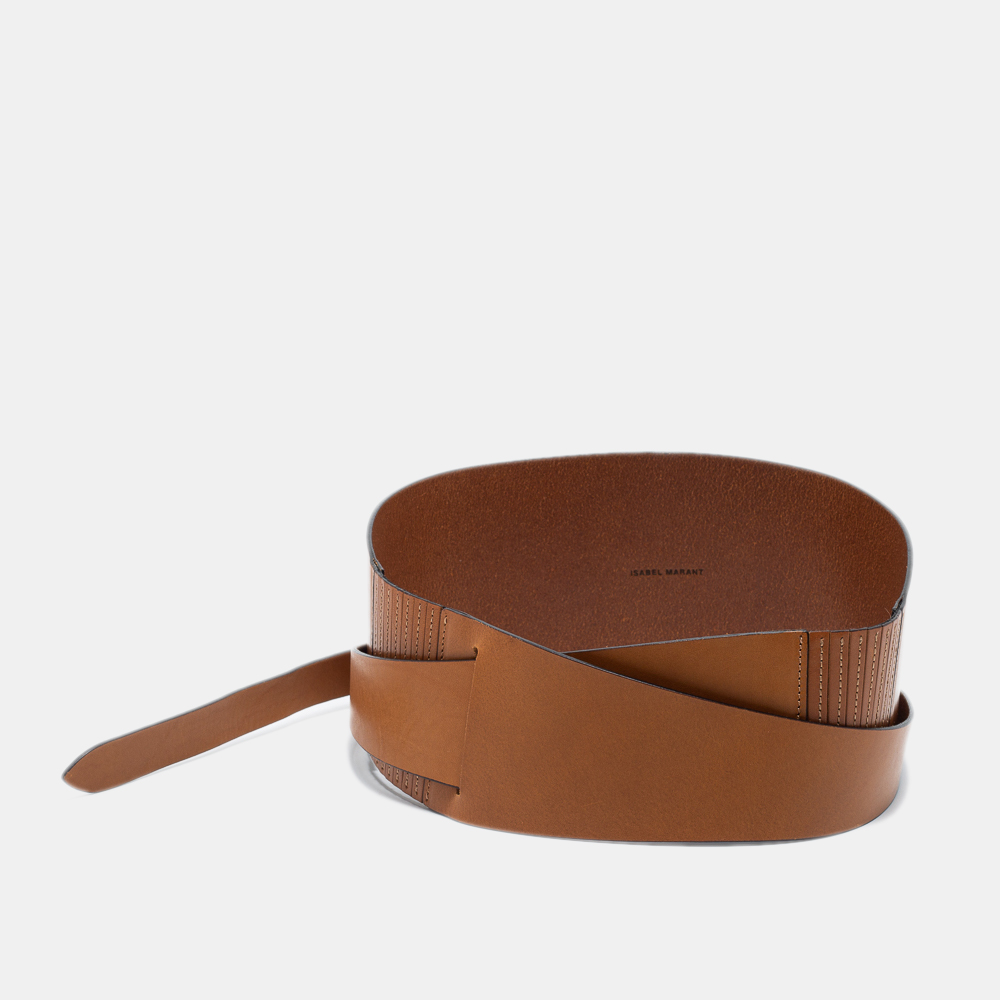 

Isabel Marant Tan Leather Wide Double Wrap Belt