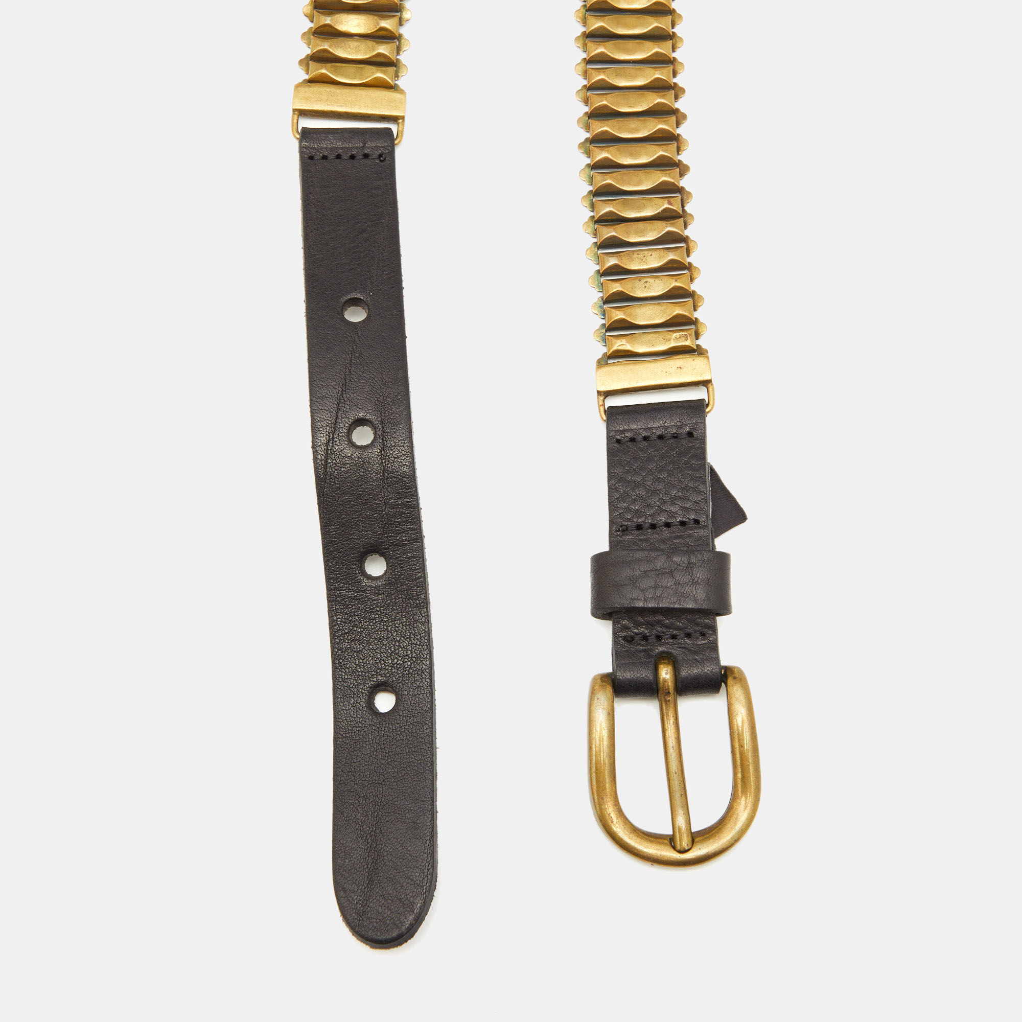 

Isabel Marant Gold Metal Links Leather Buckle Belt