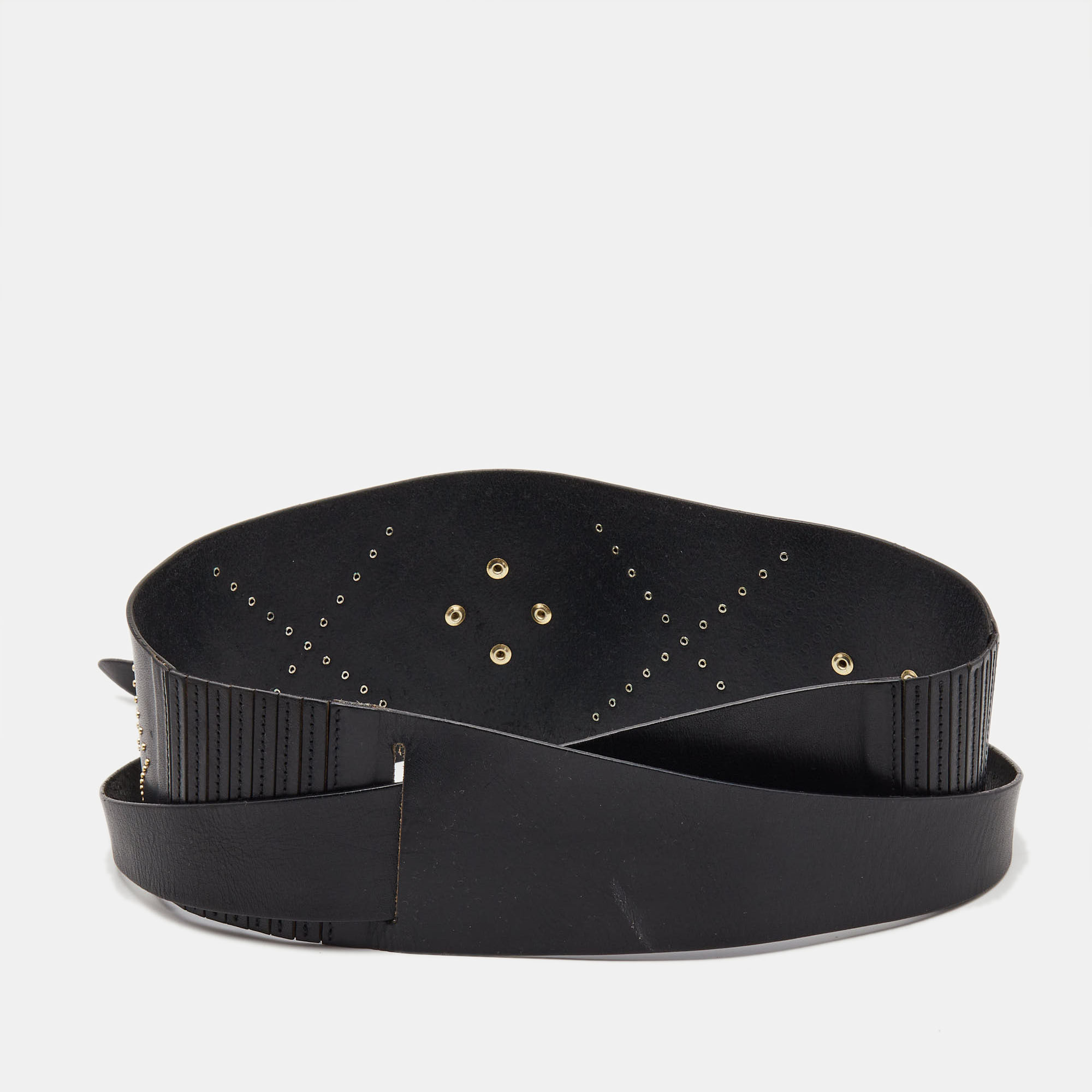 

Isabel Marant Black Leather Studded Waist Belt