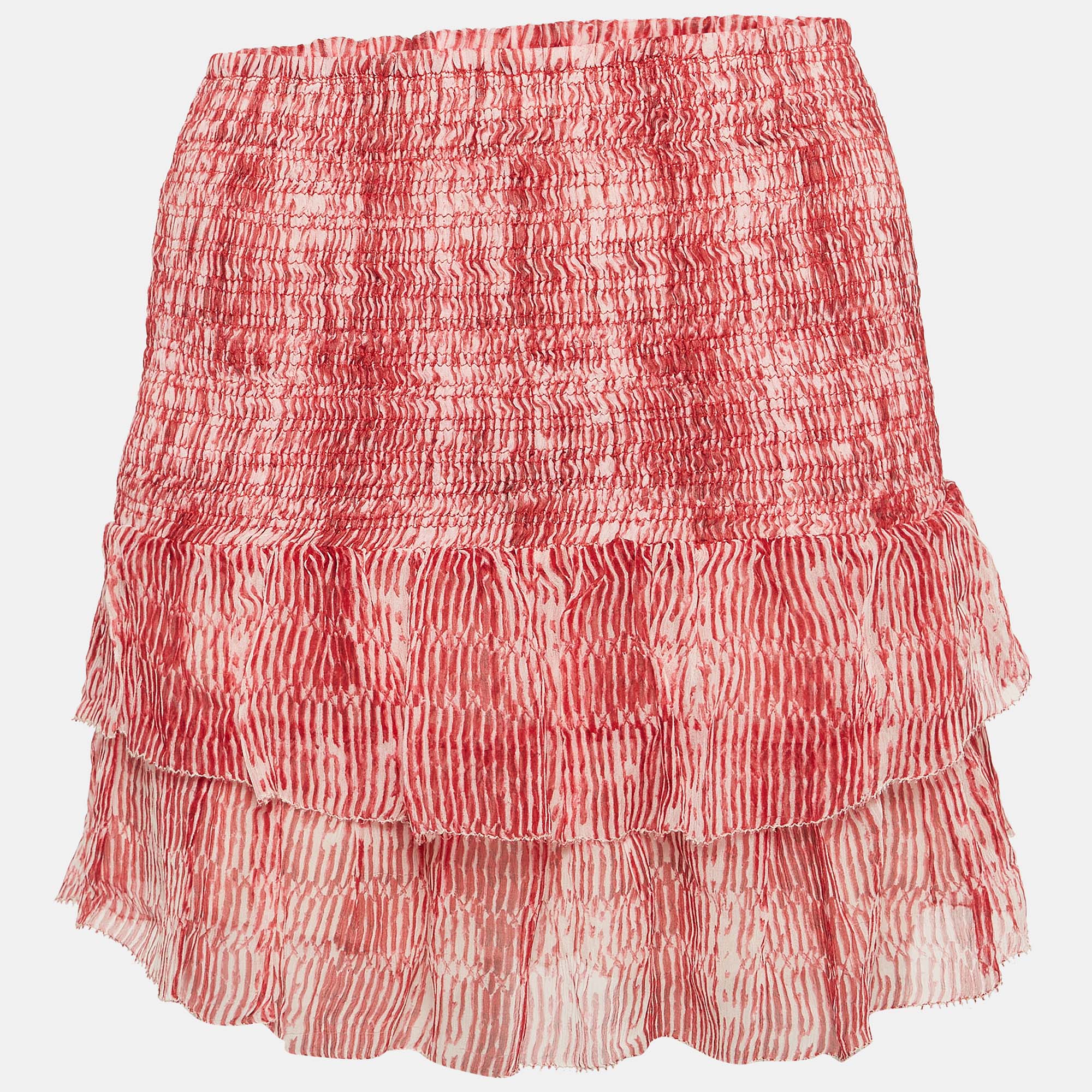 Pre-owned Isabel Marant Red Smocked Zelia Mini Skirt S