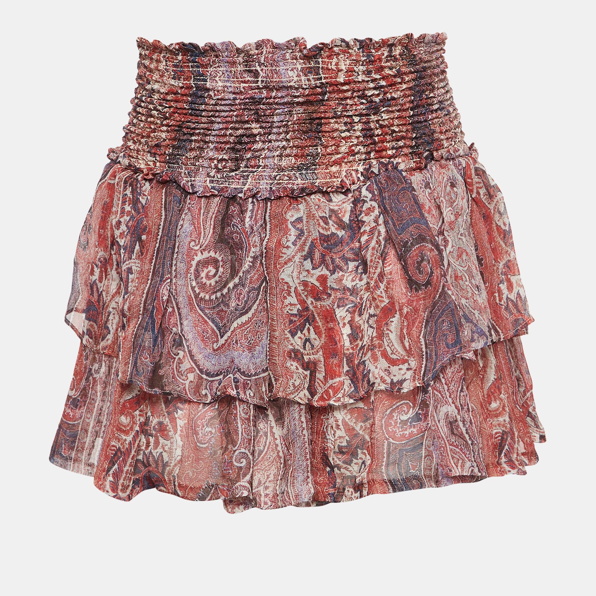 

Isabel Marant Purple Multicolor Smocked Zelia Mini Skirt S