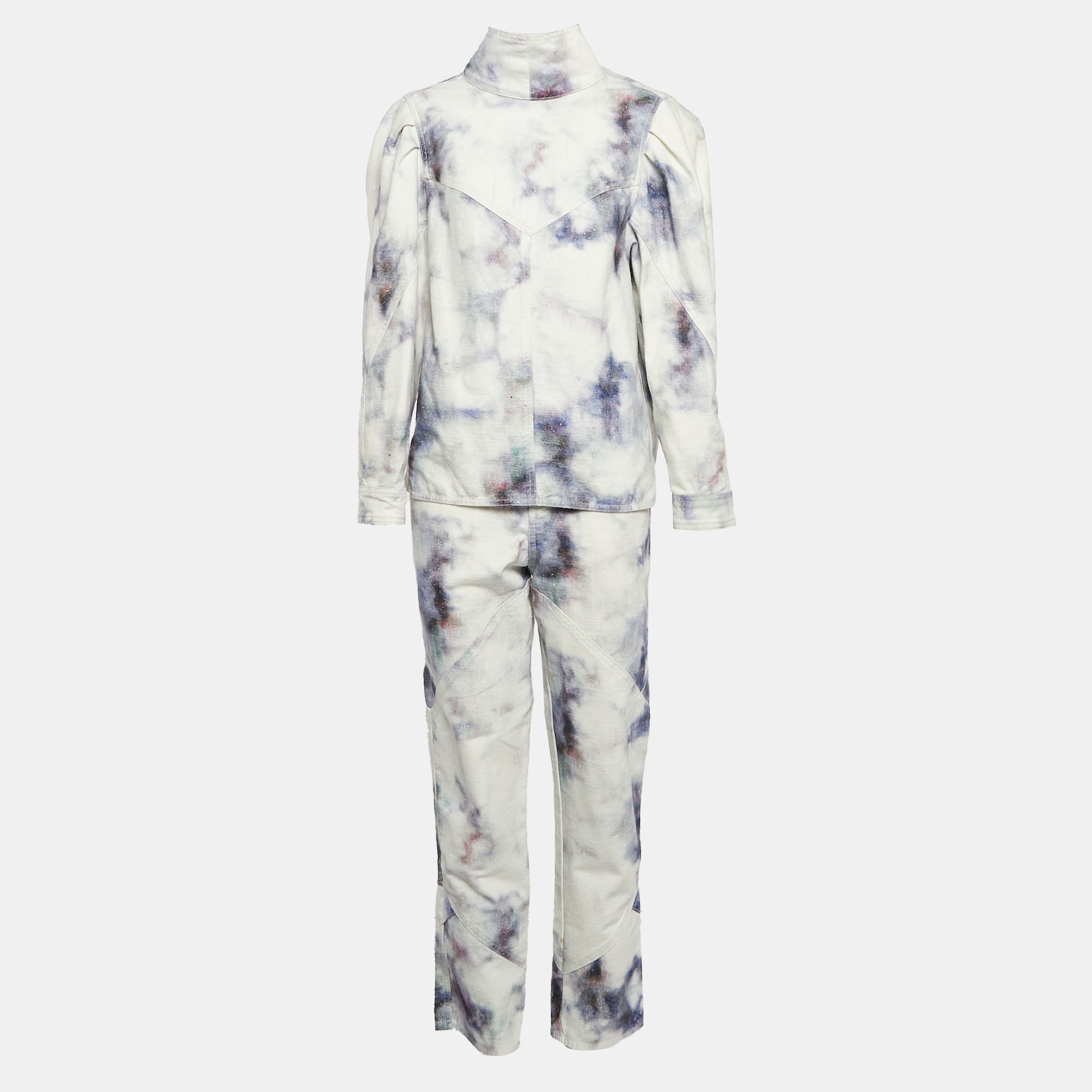 

Isabel Marant Purple Tie-Dye Print Denim Jacket and Pants Set M