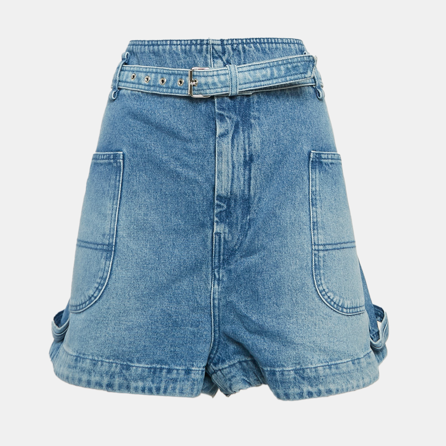 

Isabel Marant Blue Denim Belted Kike Shorts L