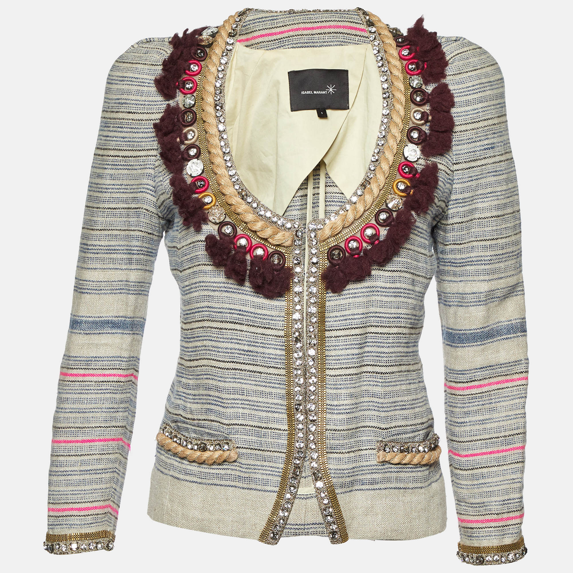 

Isabel Marant Beige Embellished Linen Jacket S