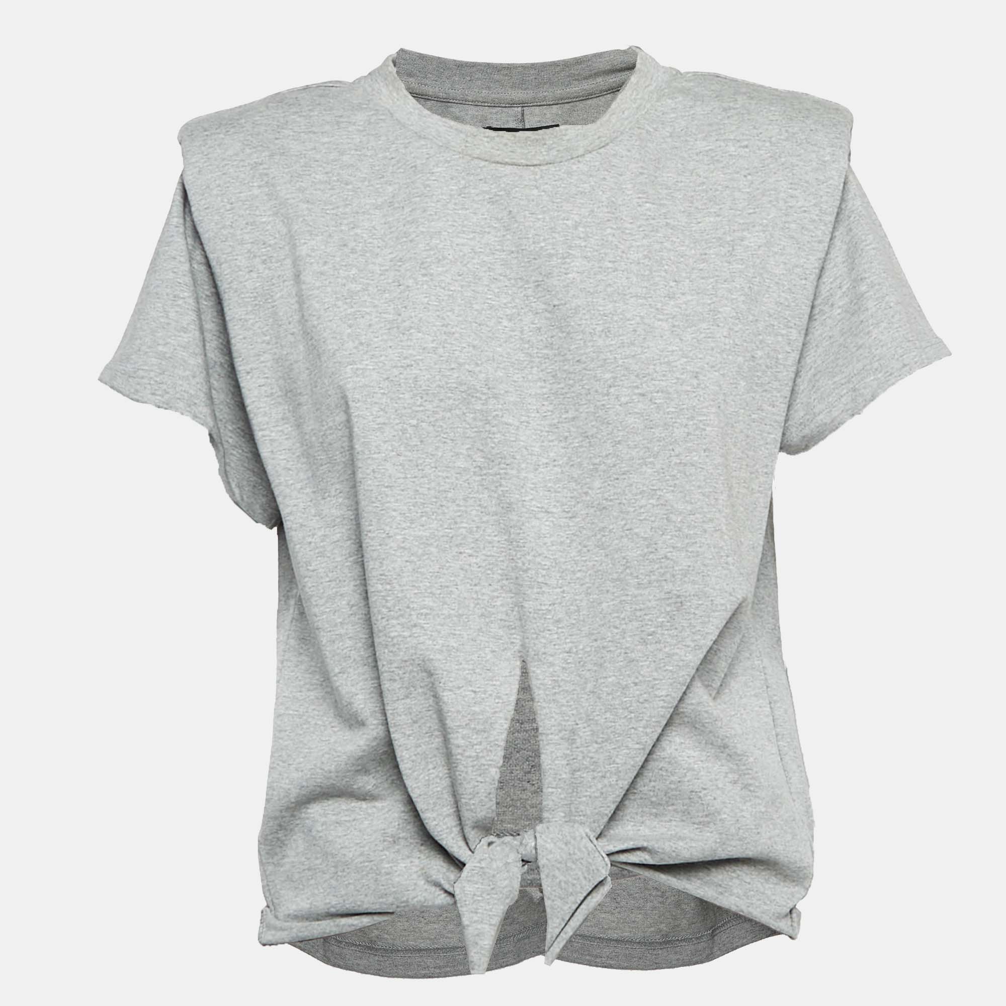 

Isabel Marant Grey Cotton Jersey Belita Tie Waist T-Shirt M