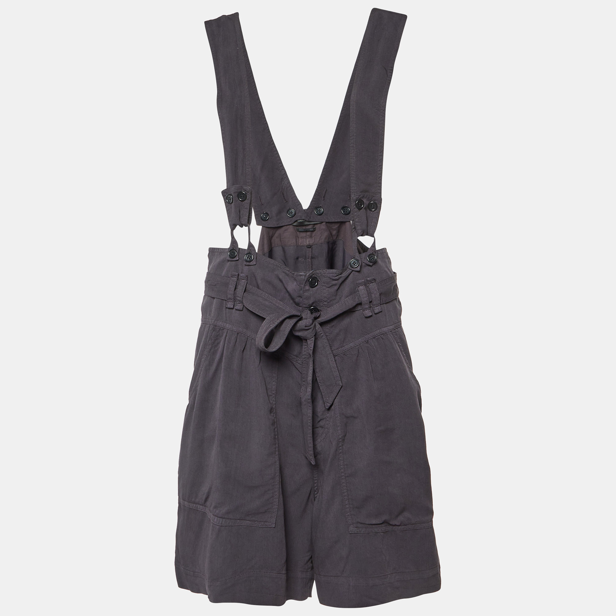 

Isabel Marant Navy Blue Lyocell Blend High Waisted Suspender Shorts L