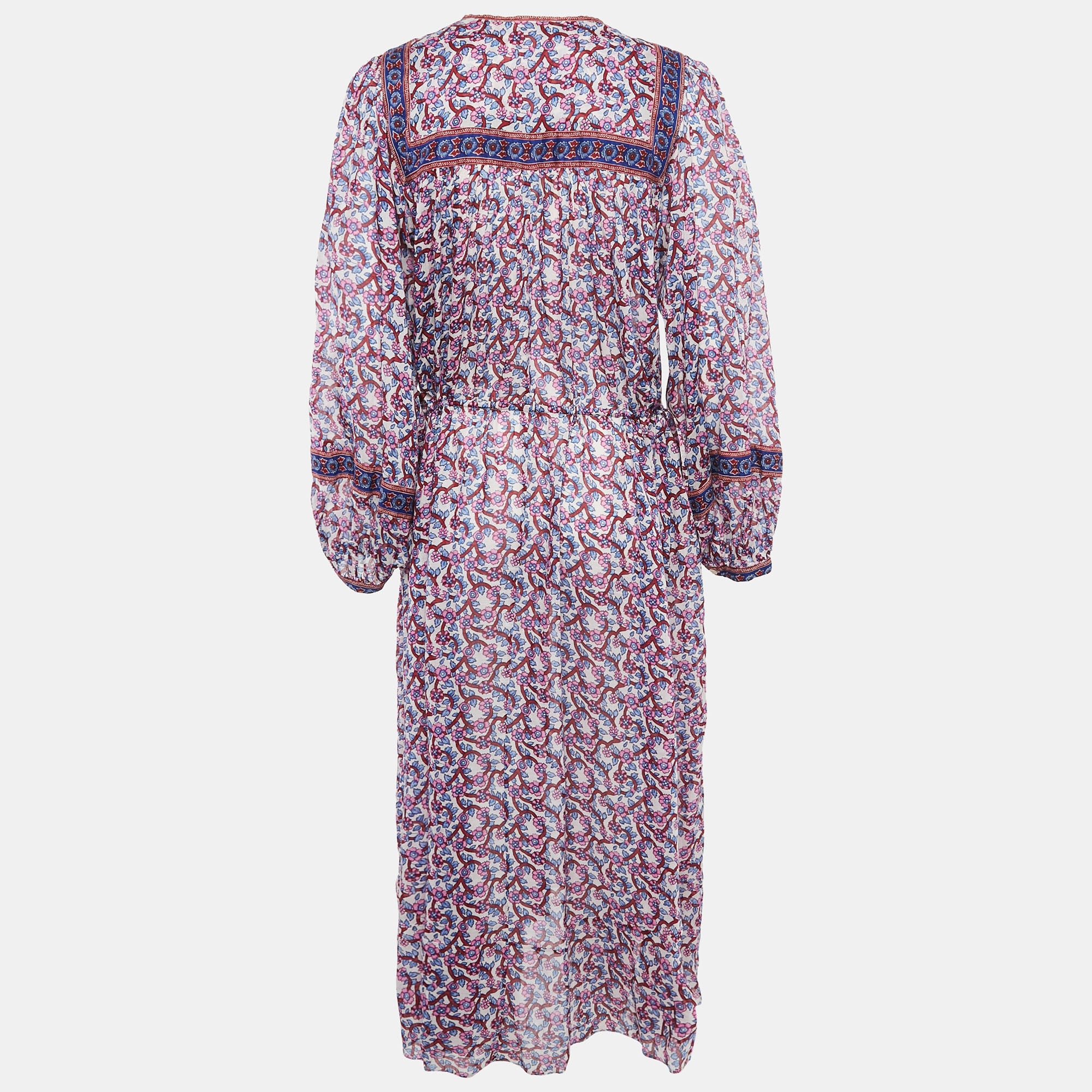 Isabel Marant Multicolor Floral Print Cotton Asymmetric Greila Dress S 