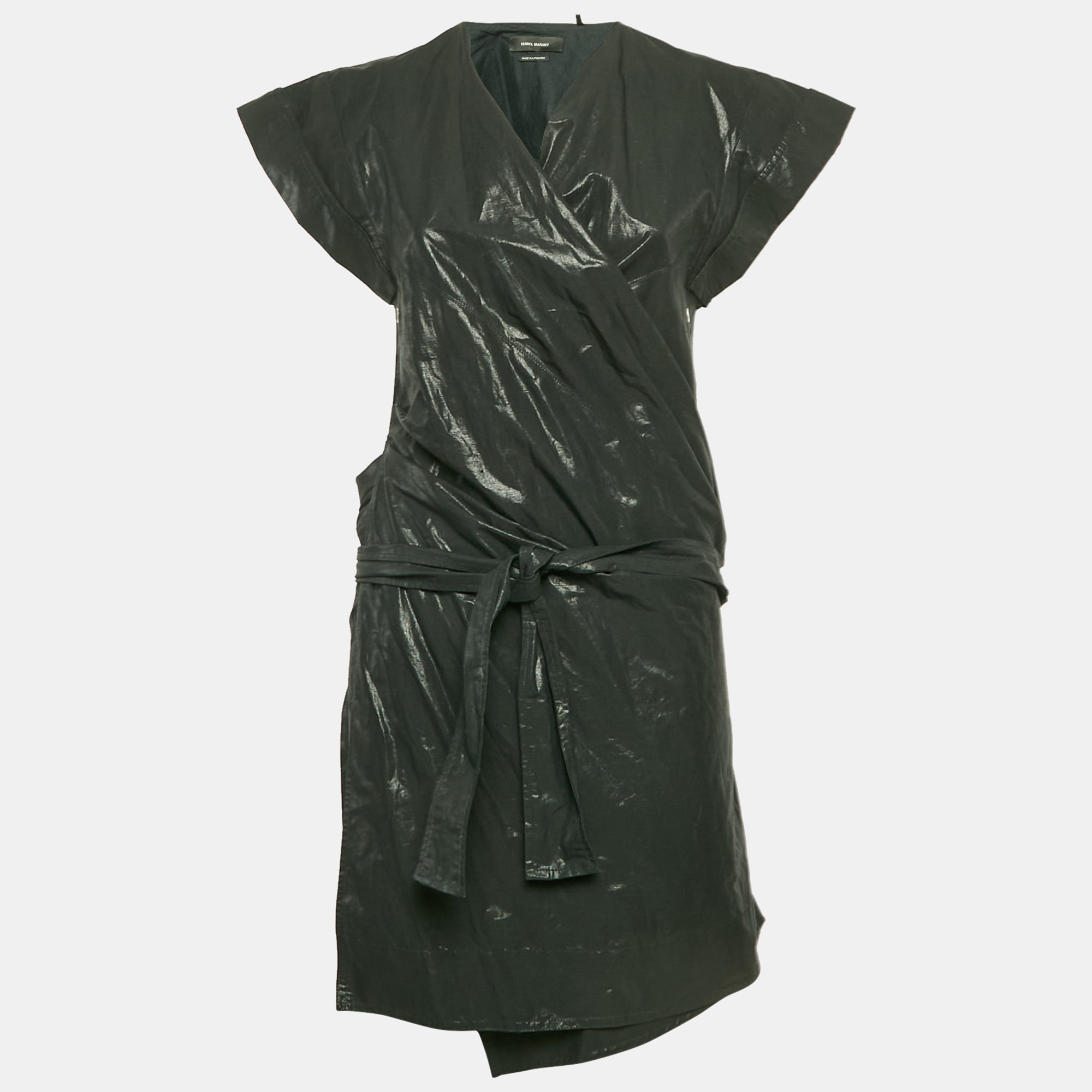 

Isabel Marant Black Lurex Cotton & Linen Wrap Dress M
