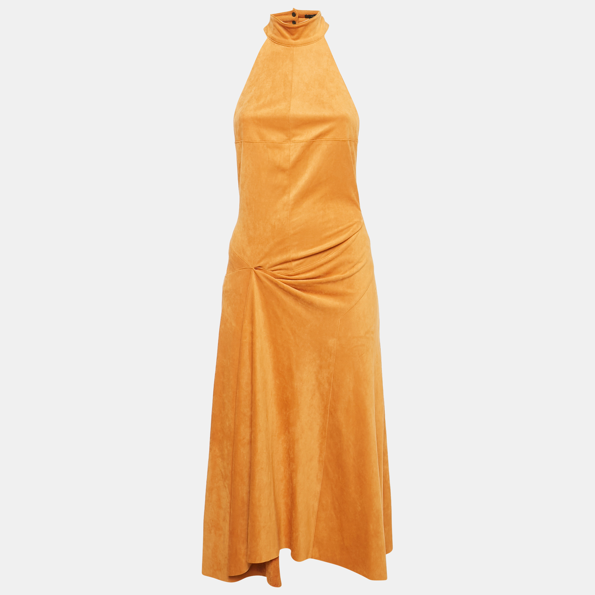 Pre-owned Isabel Marant Camel Brown Calypso Halterneck Draped Midi Dress M