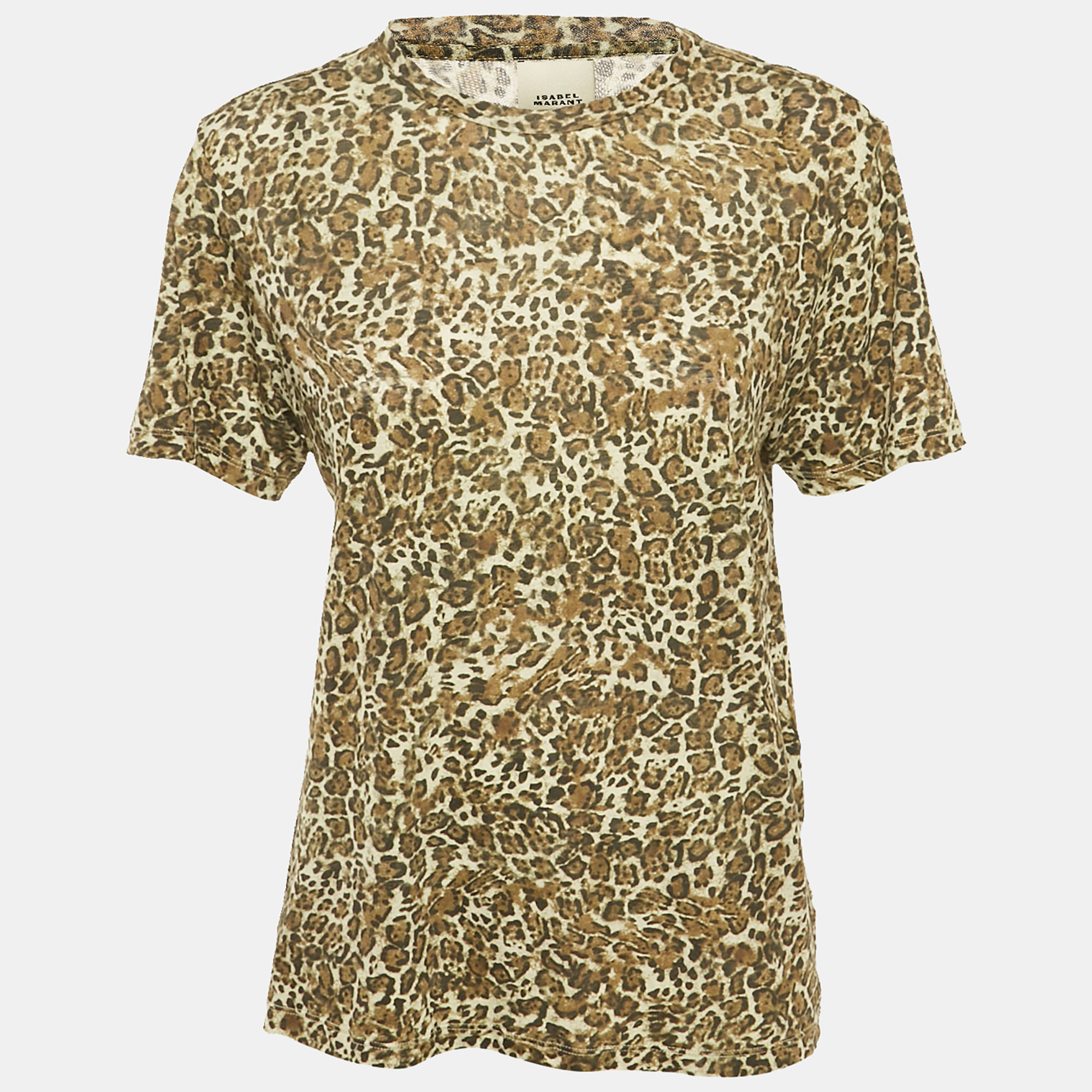 

Isabel Marant Green Leopard Print Cotton Zewel T-Shirt S