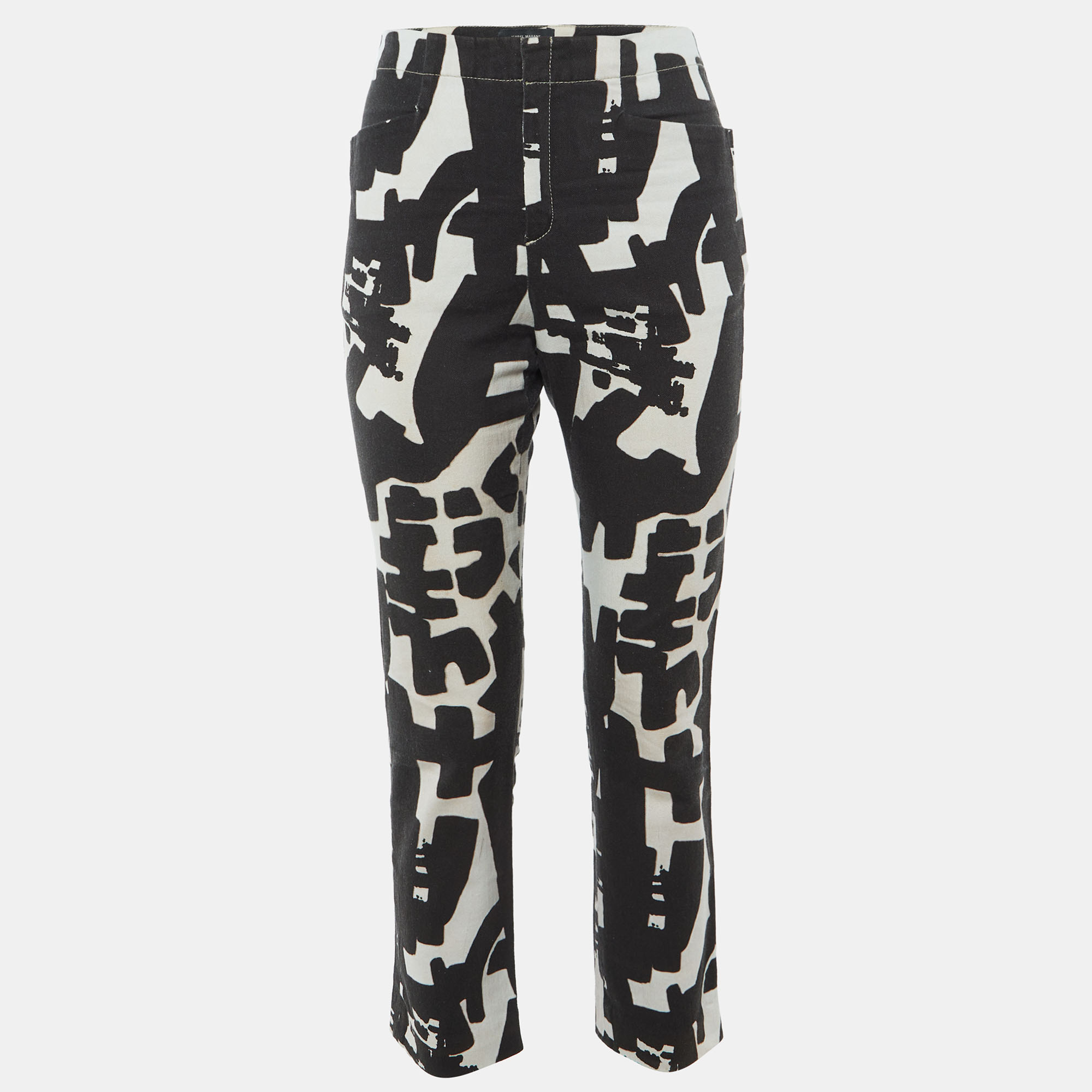 

Isabel Marant Monochrome Printed Cotton Regular Fit Jeans M/Waist 31", Black