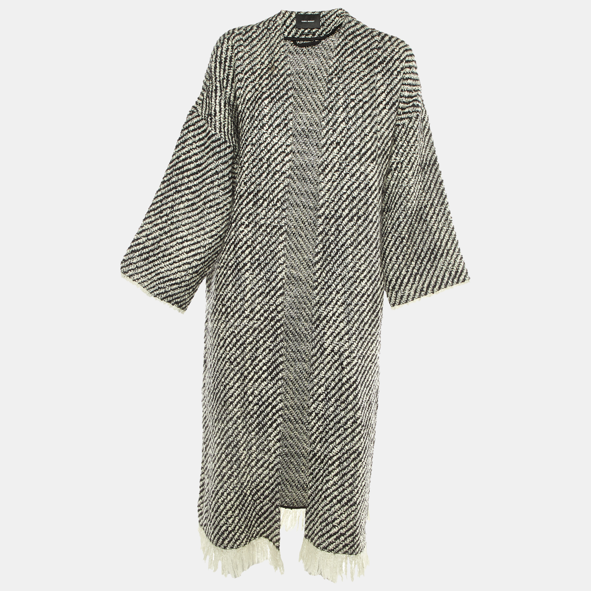 Pre-owned Isabel Marant Black/white Open Front Long Coat S