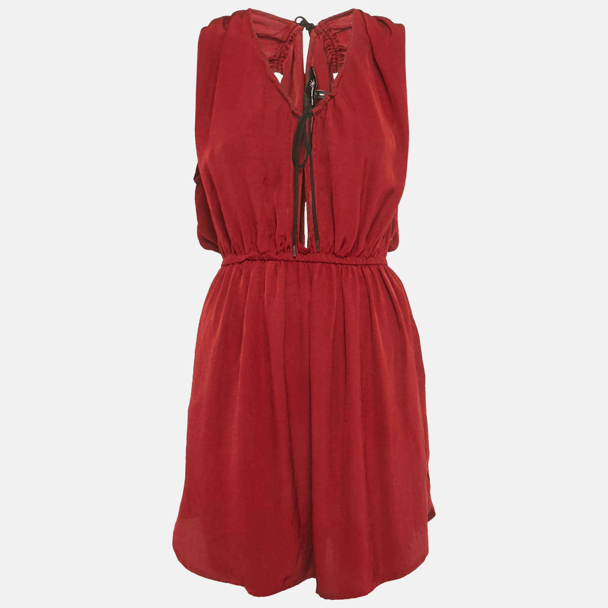 Click to view more detailed imagery on our partner's website Pre-owned Isabel Marant Maroon Crepe Plucking Neck Dress S In Red