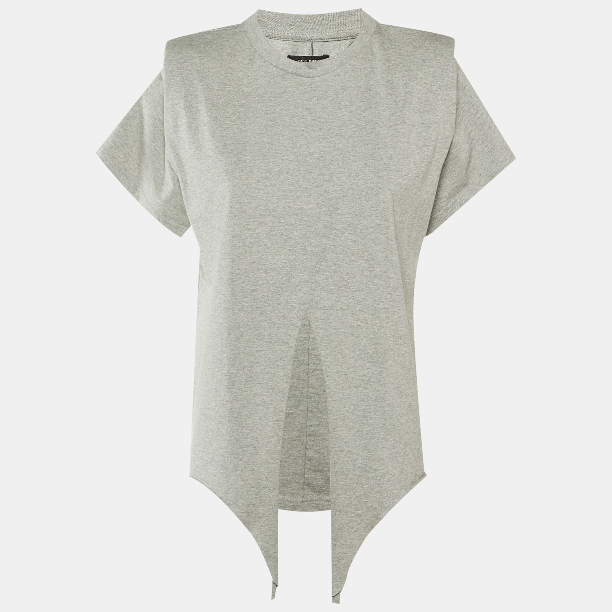 

Isabel Marant Grey Cotton Belita Front Tie Detail Top XS