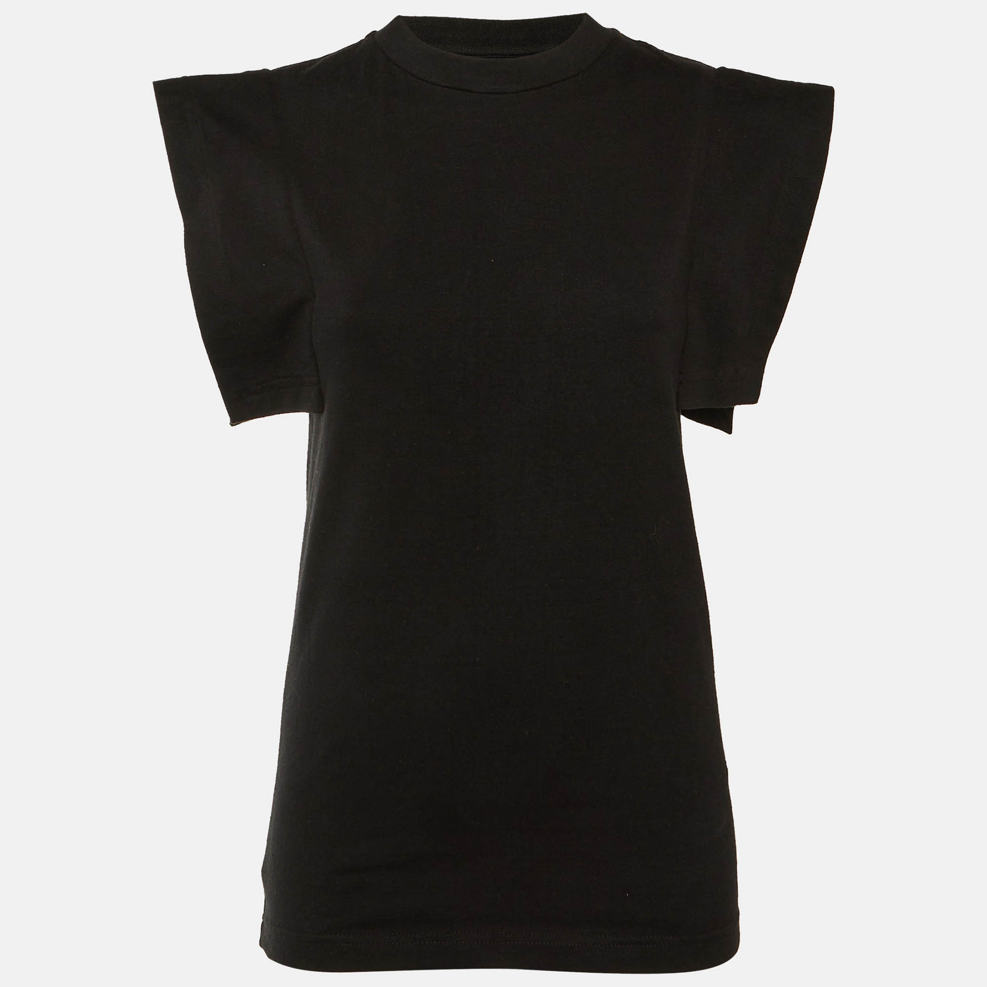 

Isabel Marant Black Cotton Zelipa Structured Shoulder T-Shirt XS