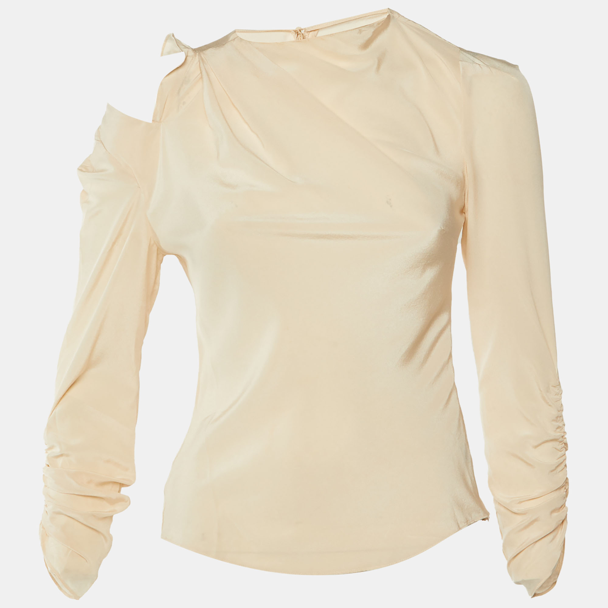 

Isabel Marant Beige Silk Ruched Long Sleeve Top S