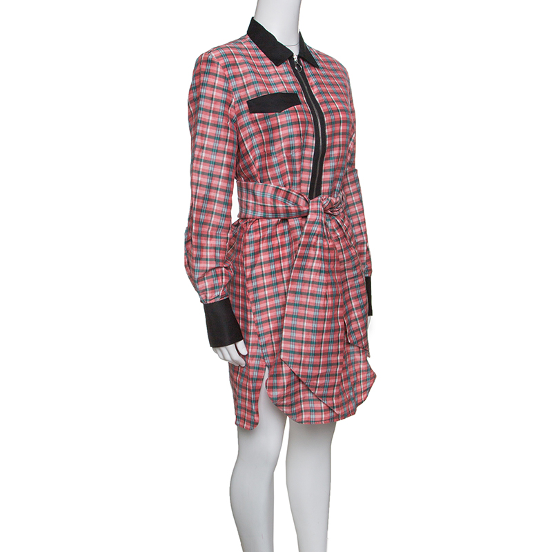 

Isabel Marant Checked Ramie and Silk Contrast Trim Belted Mofira Shirt Dress, Multicolor