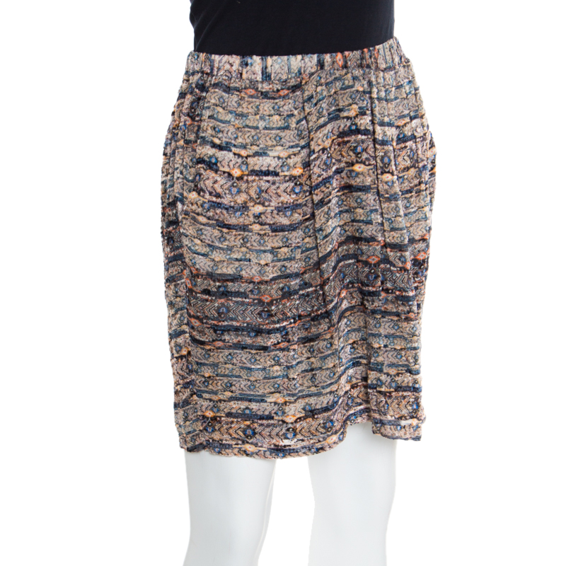 

Isabel Marant Multicolor Aztec Print Fil Coupe Mini Skirt