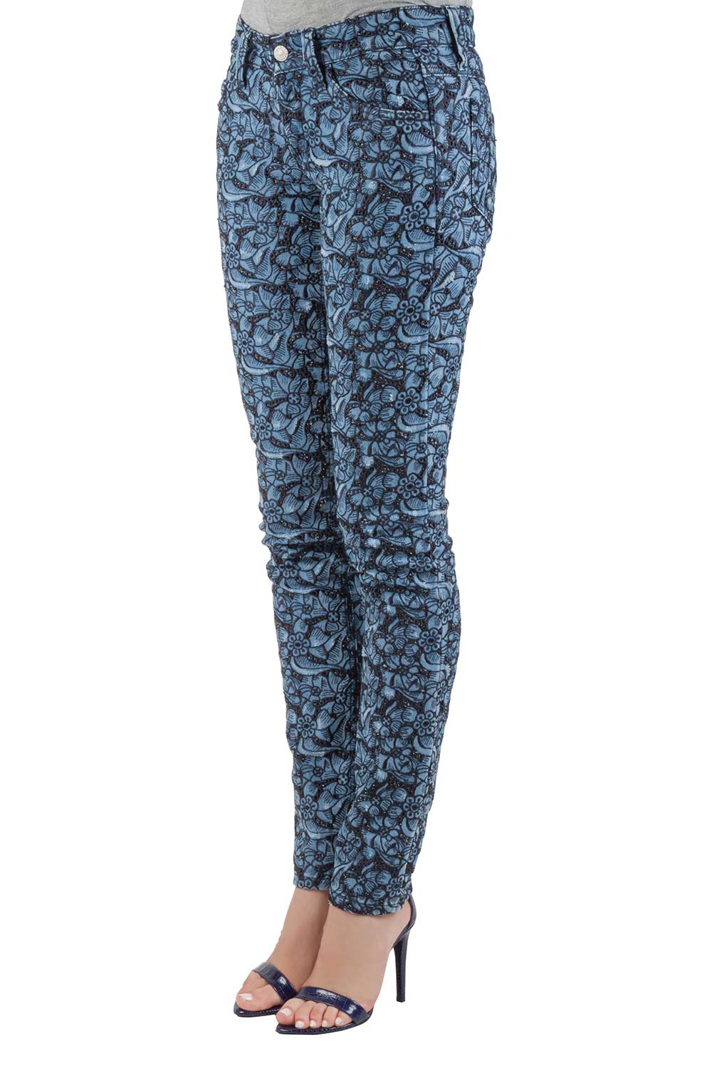 

Isabel Marant Etoile Indigo Eyelet Embroidered Distressed Denim Skinny Jeans, Blue