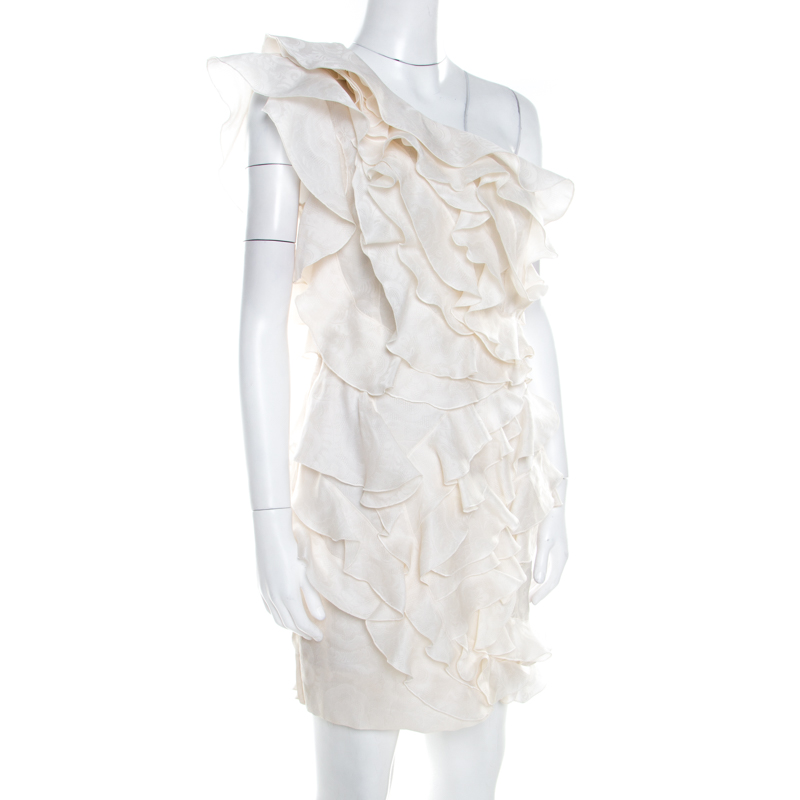 

Isabel Marant Cream Silk Organza Ruffle Detail Yaele Dress