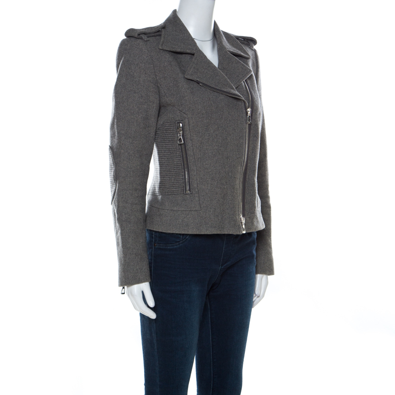 

Isabel Marant Grey Wool Giovan Biker Jacket