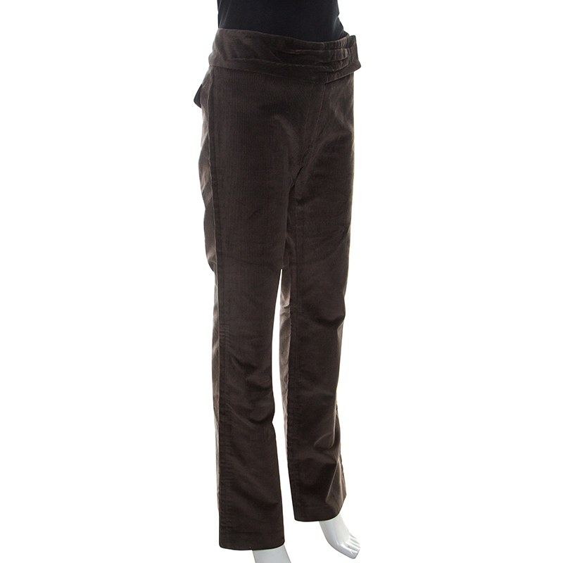 

Isabel Marant Brown Corduroy Ruched Belt Detail Trousers