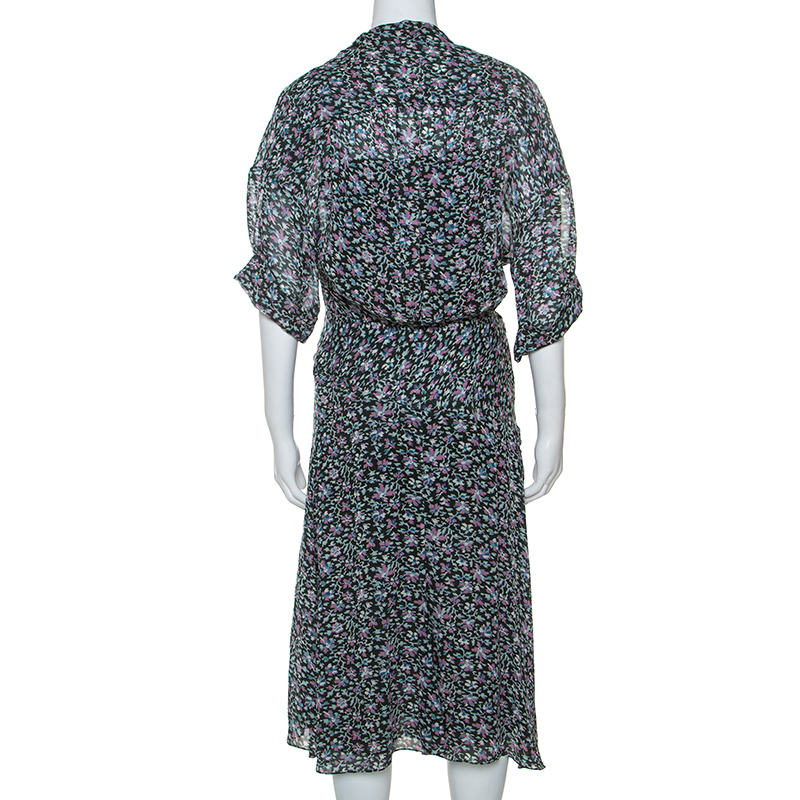 Isabel Marant Multicolor Printed Chiffon High Neck Dress M