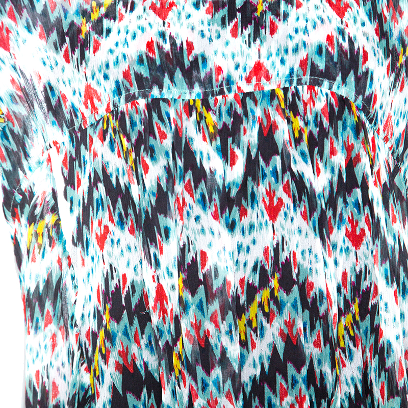 Isabel Marant Multicolor Printed Silk Ruffled Sleeve Top M